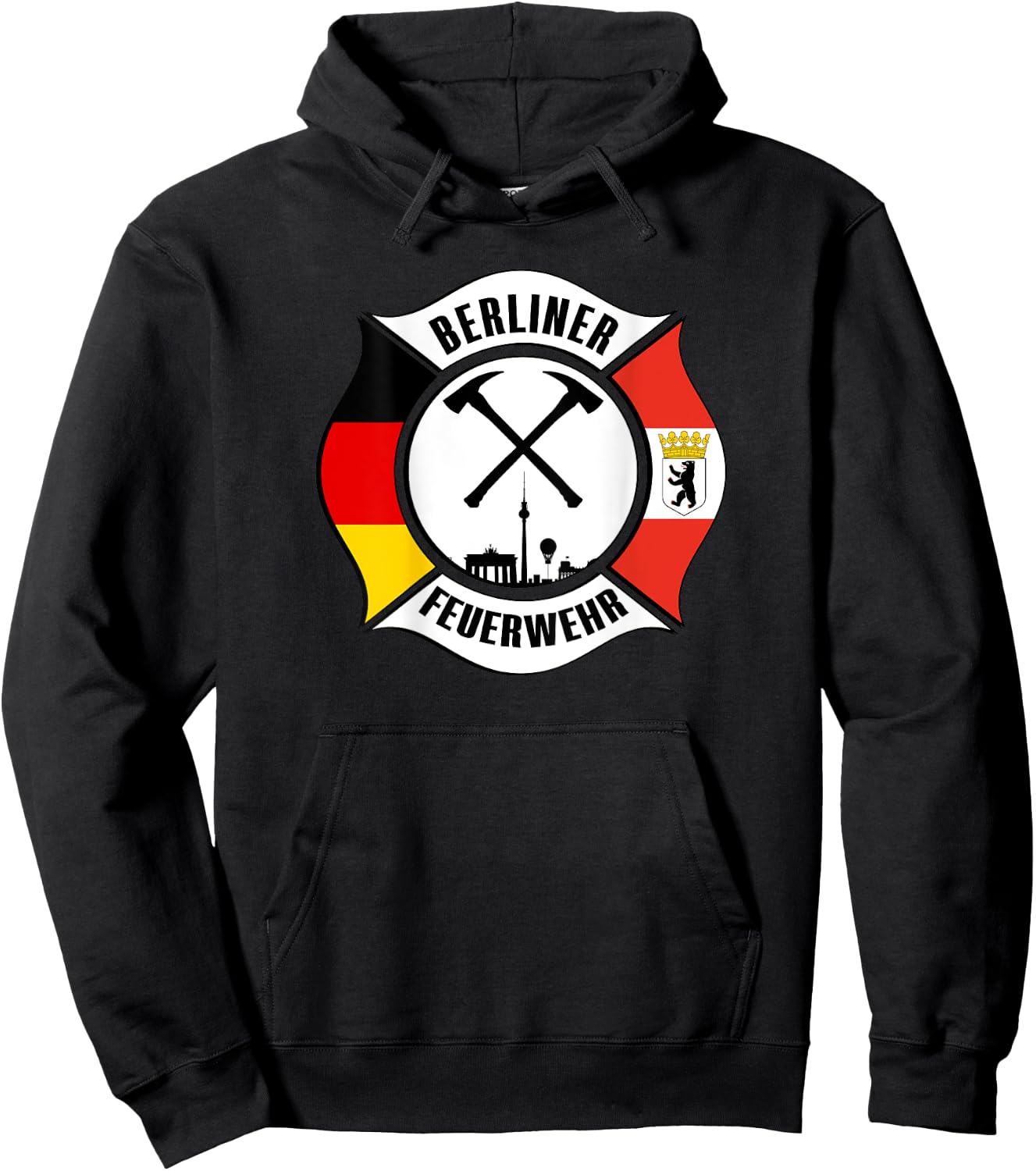 Berlin Germany Fire Rescue Department Fireman Uniform Flag Hoodie - Hoodie | Black