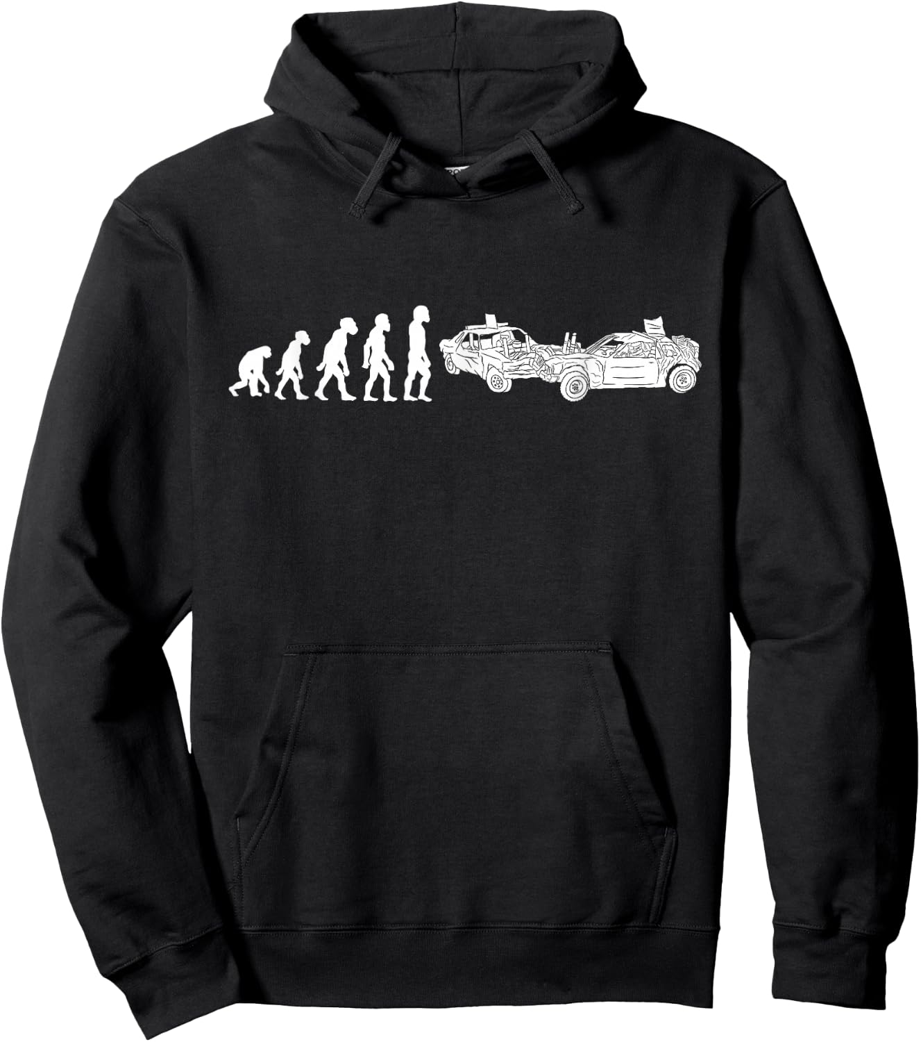 Funny Human Demolition Derby Evolution Car Racer Driver Hoodie - Hoodie | Black