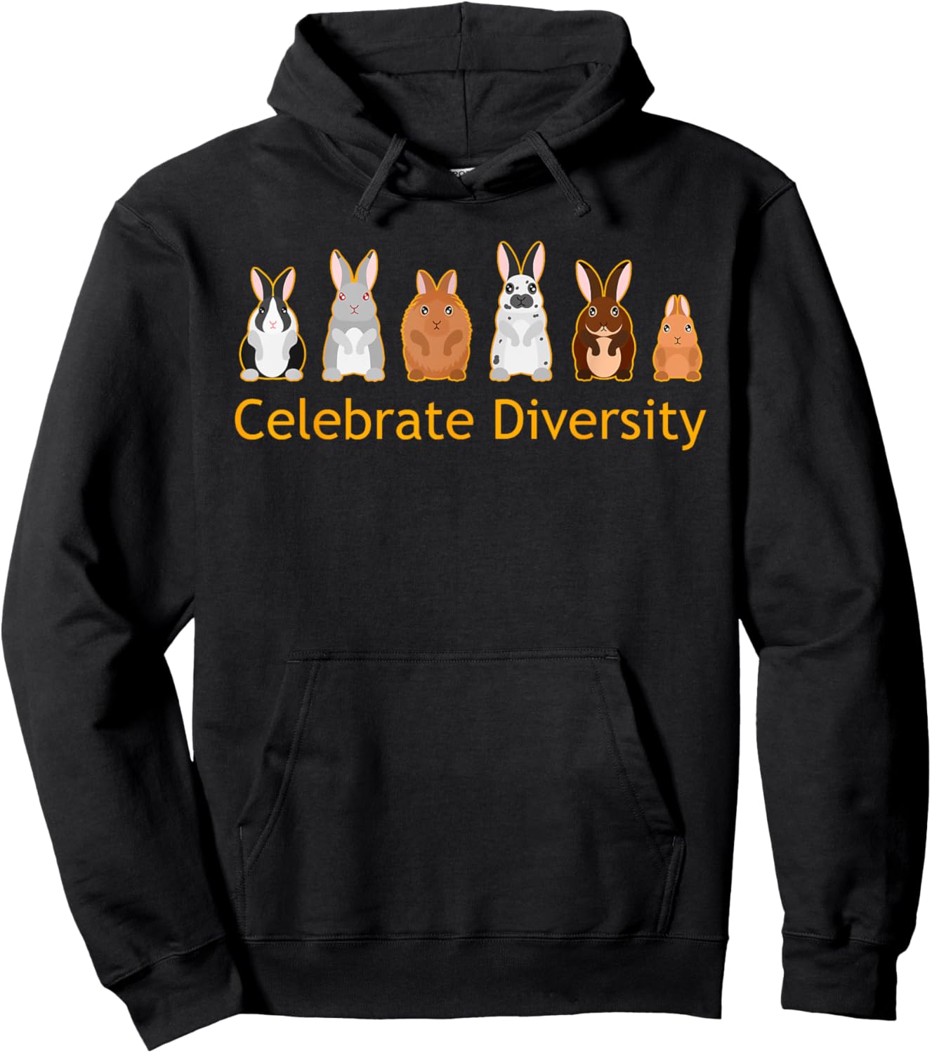 Celebrate Diversity Cute Bunnies Pet Funny Rabbit Lover Gift Hoodie - Hoodie | Black