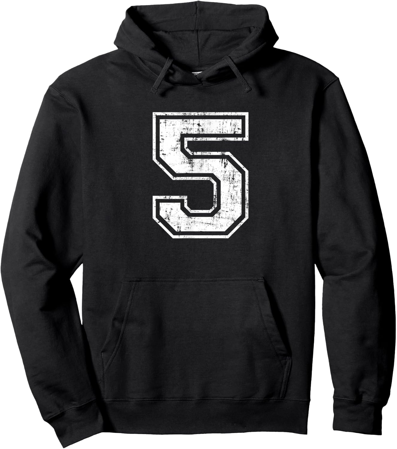 Number 5 Distressed Vintage Five Sports Training Practice Hoodie - Hoodie | Black