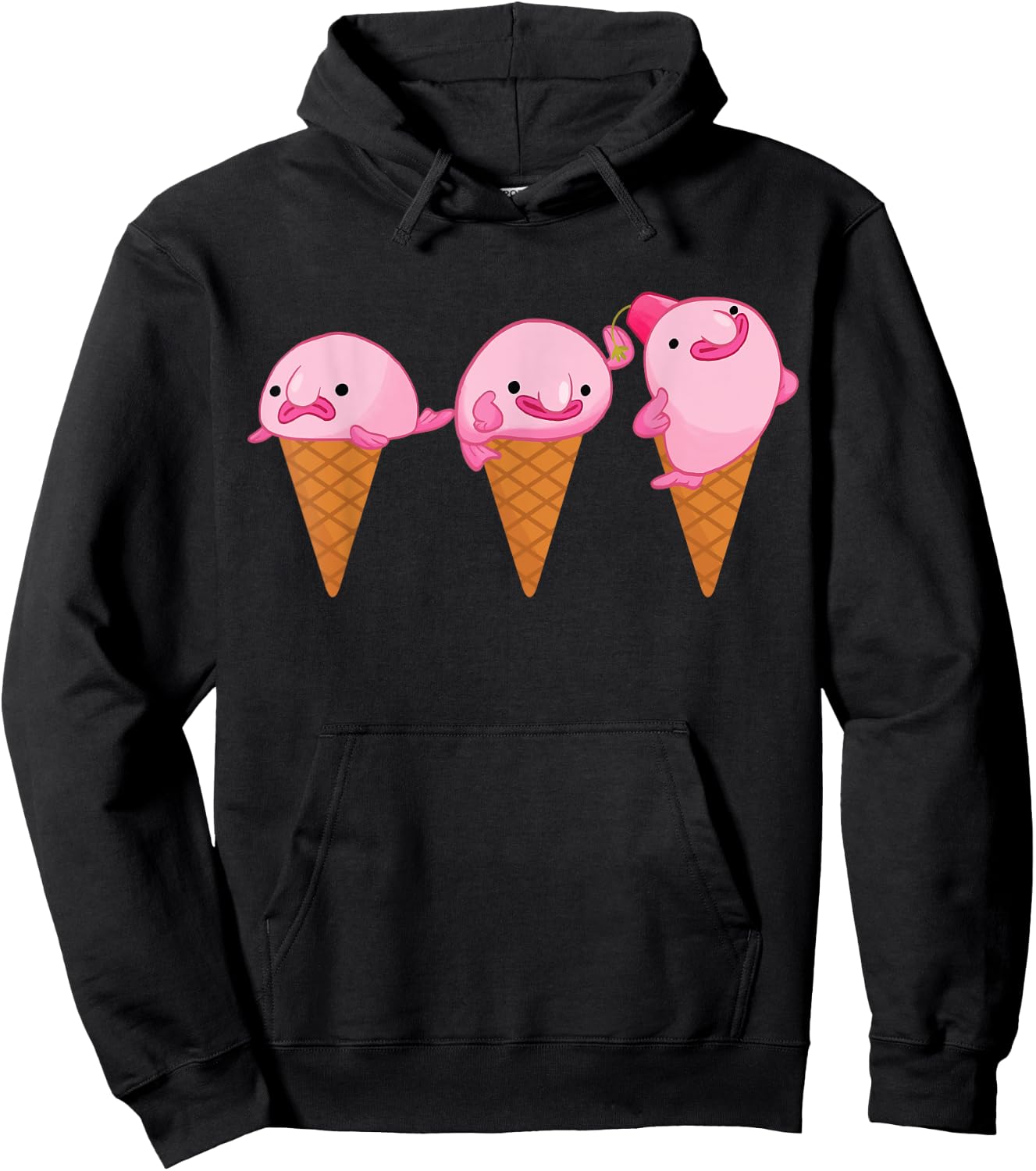 Blobfish Shirt Ice Cream Blobfish Funny Gift Hoodie - Hoodie | Black