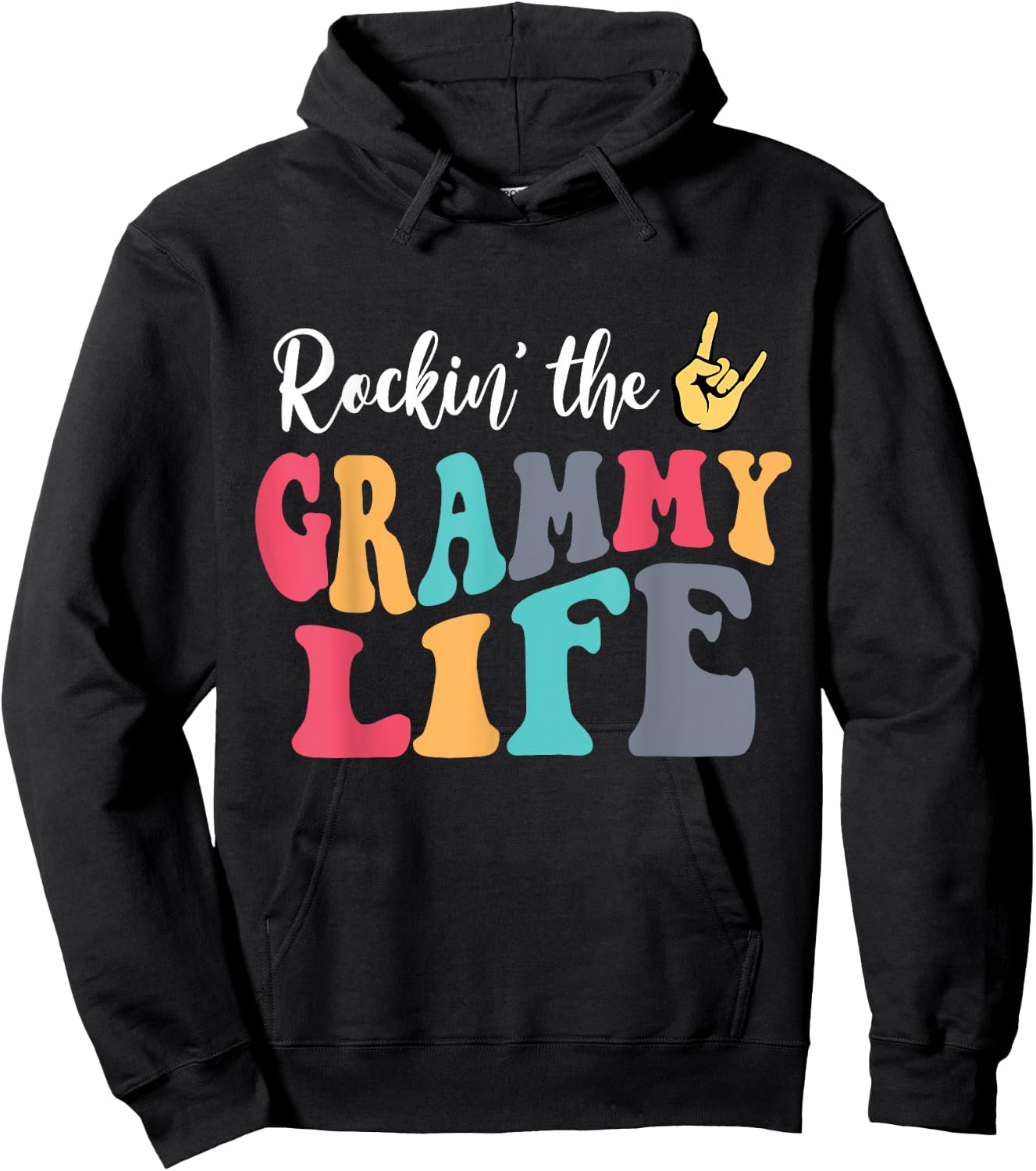 Retro Vintage Rockin' The Grammy Life Birthday Mother's Day Hoodie - Hoodie | Black