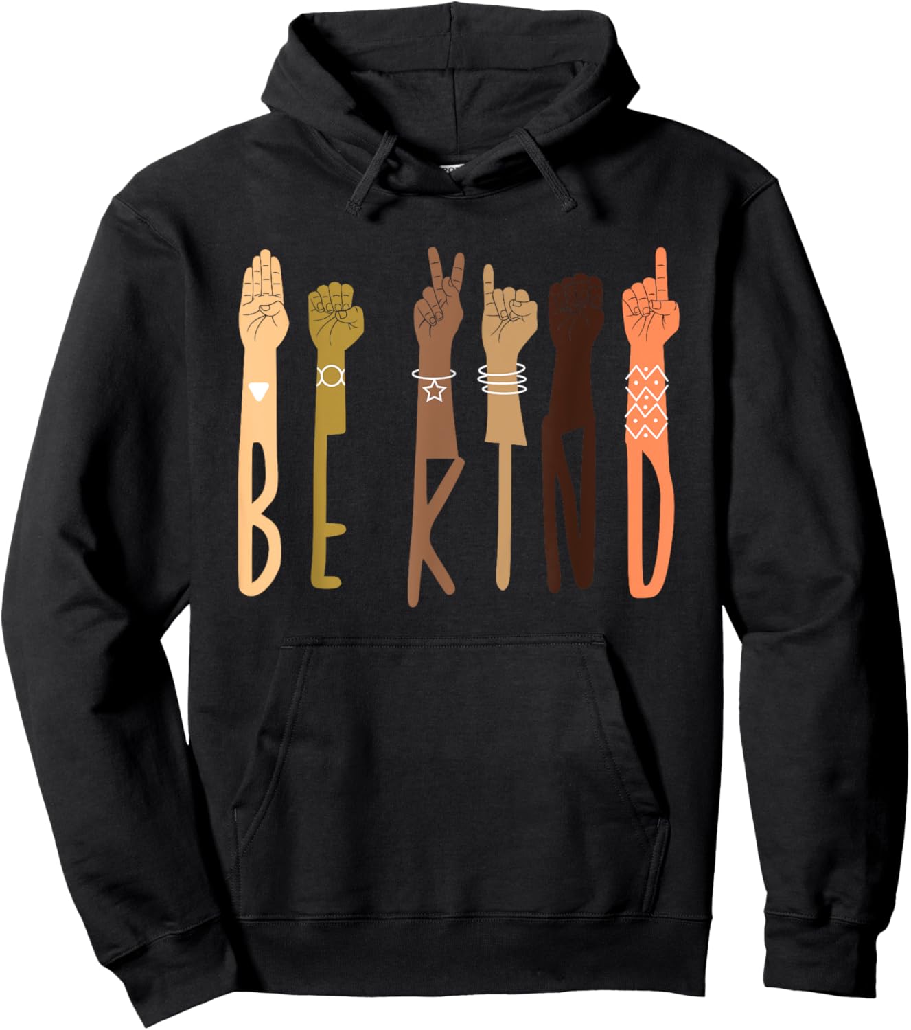Be Kind Sign Language ASL Teachers Interpreter Funny Gifts Men Women Kids Hoodie - Hoodie | Black