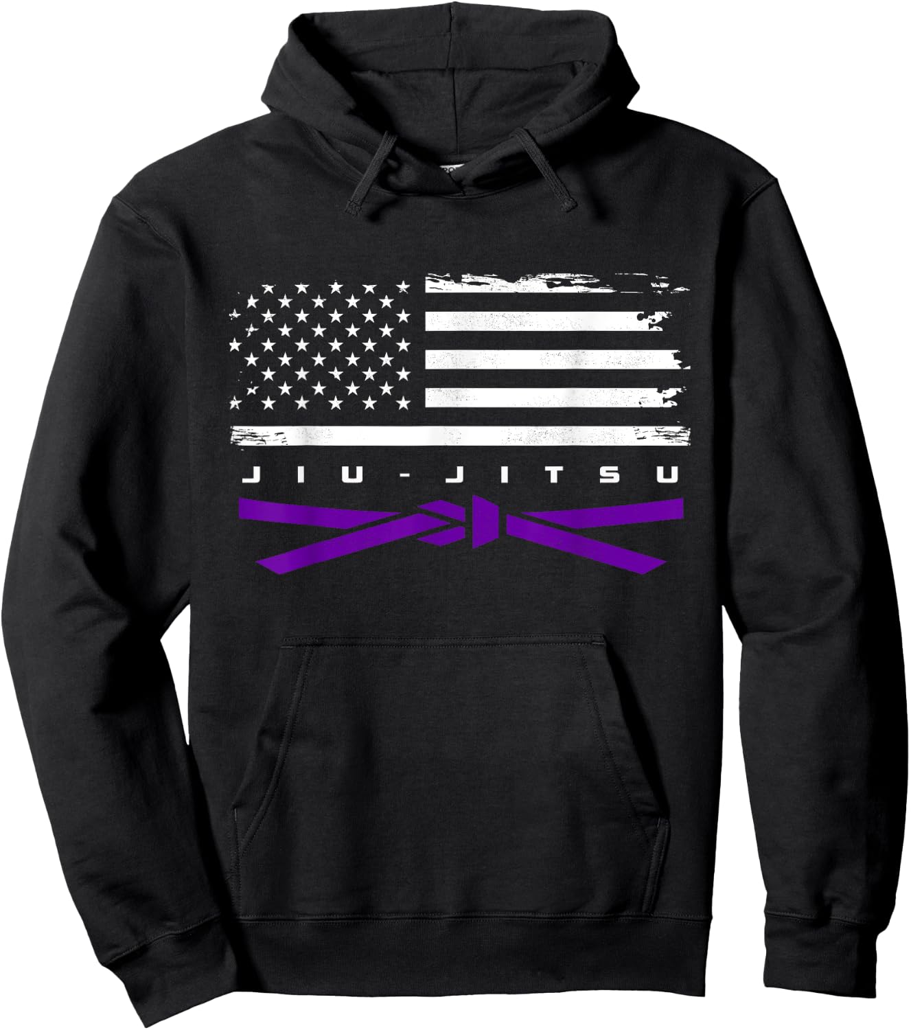 American Flag Jiu - Jitsu Apparel - Purple Belt Jiu Jitsu Hoodie - Hoodie | Black