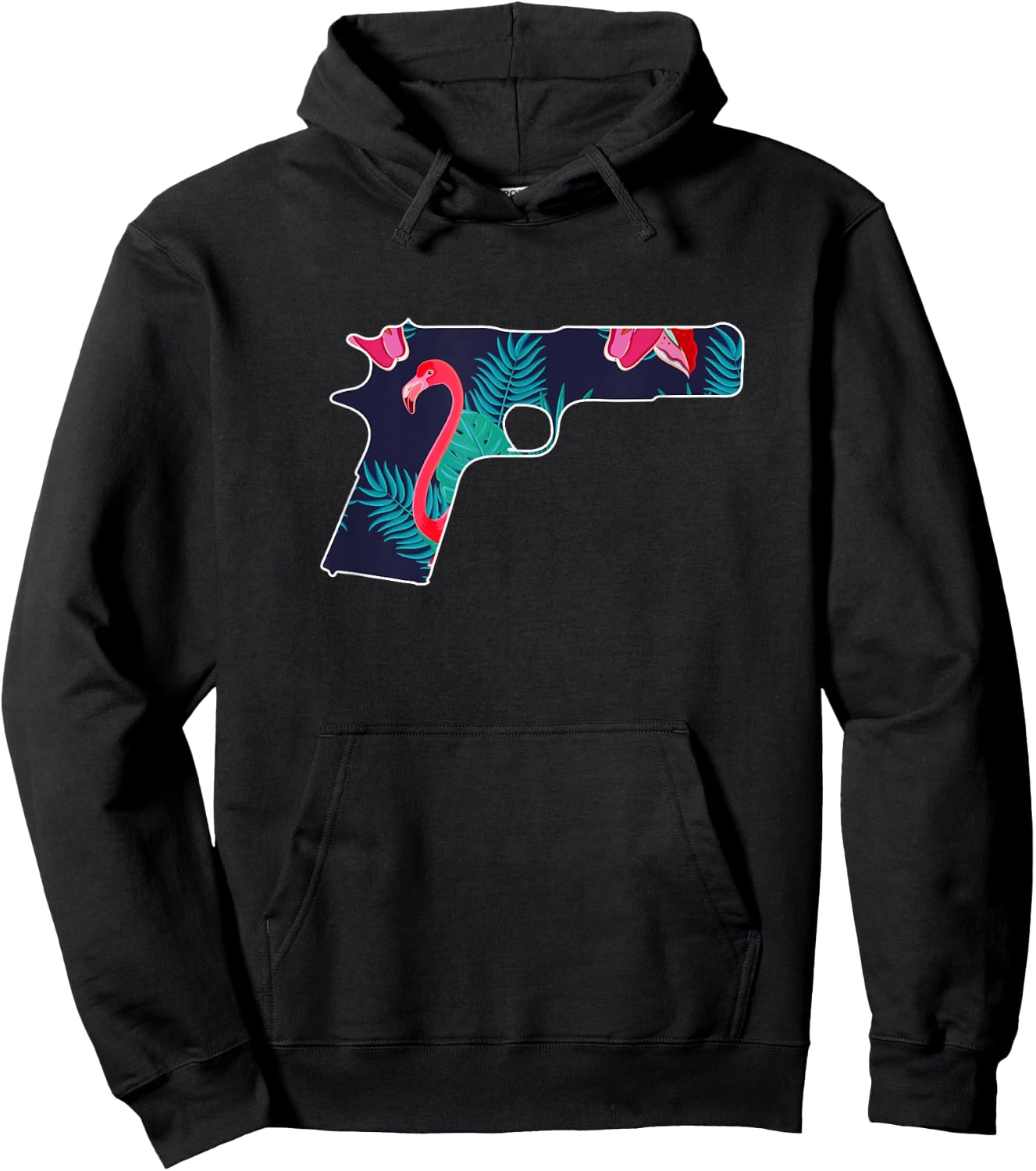 Tropical Gun Lover Firearm Beach Hawaiian Aloha Gun Hawaiian Men Women Hoodie - Hoodie | Black