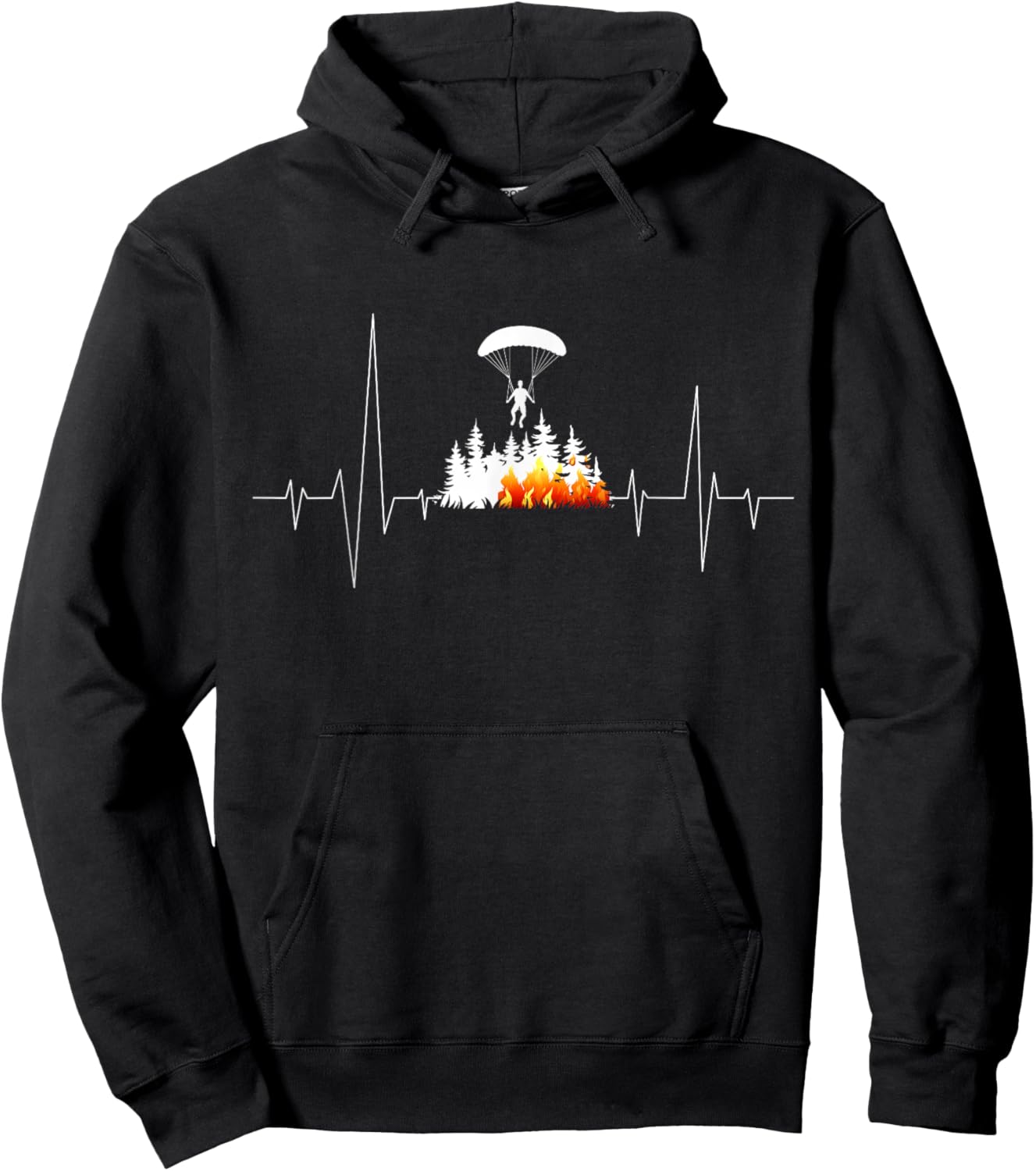 Wildland Smokejumper Firefighter Heartbeat Hoodie - Hoodie | Black