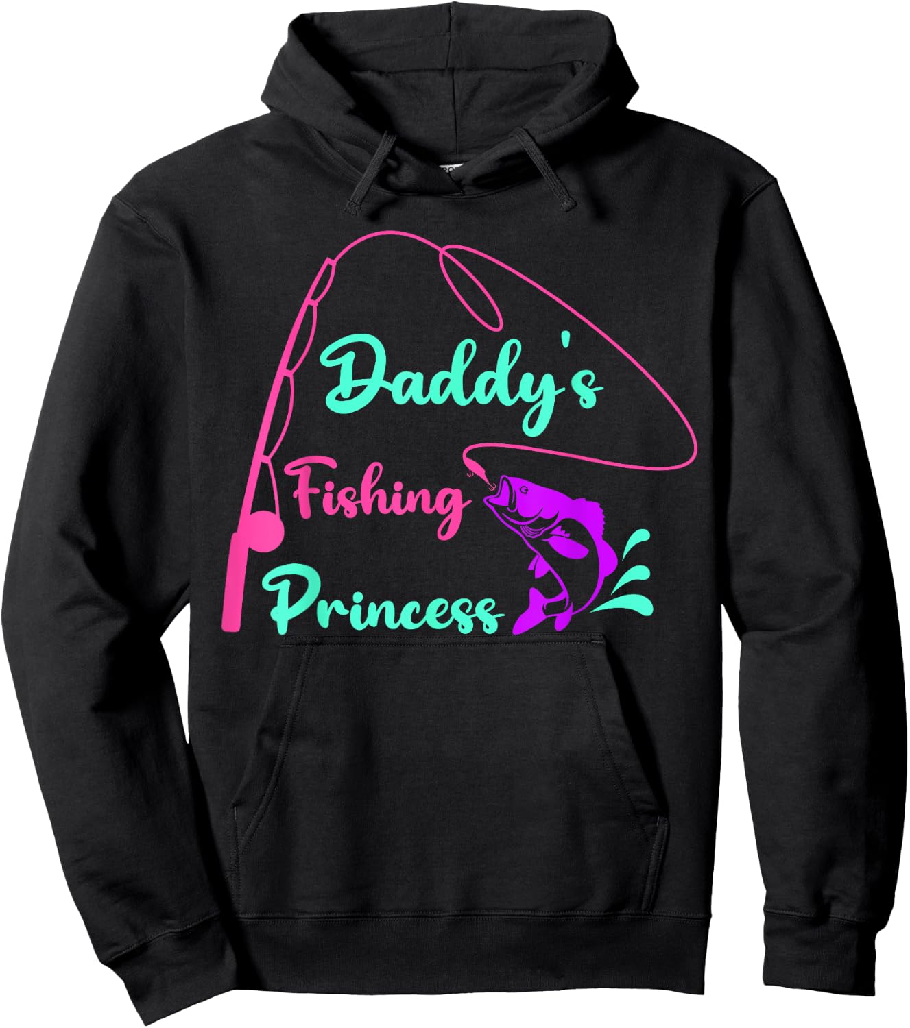 Funny Kids Daddy's Fishing Princess Hoodie - Hoodie | Black