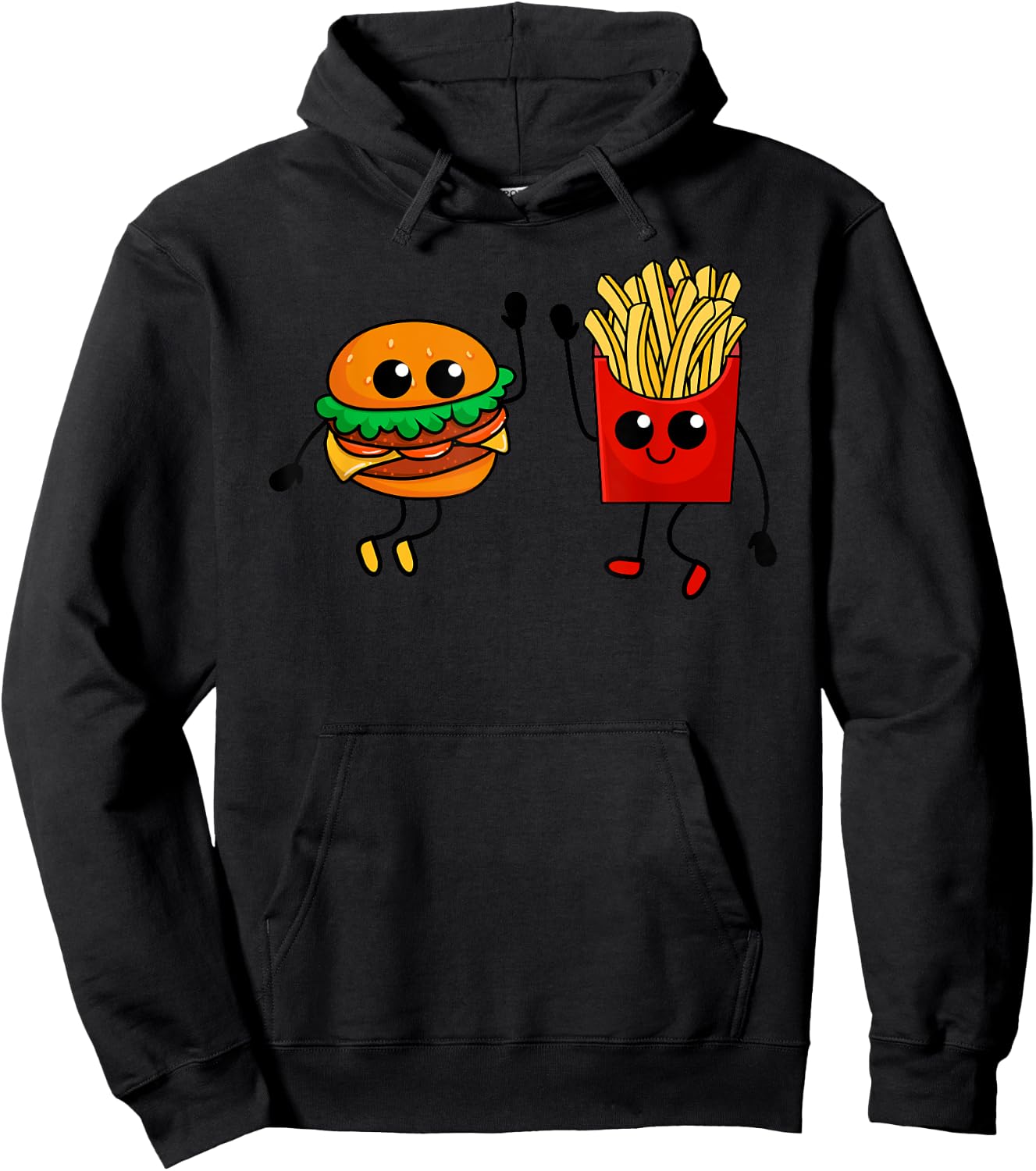 Hamburger Fries High Five | Cool Fun Combo Snacks Funny Gift Hoodie - Hoodie | Black