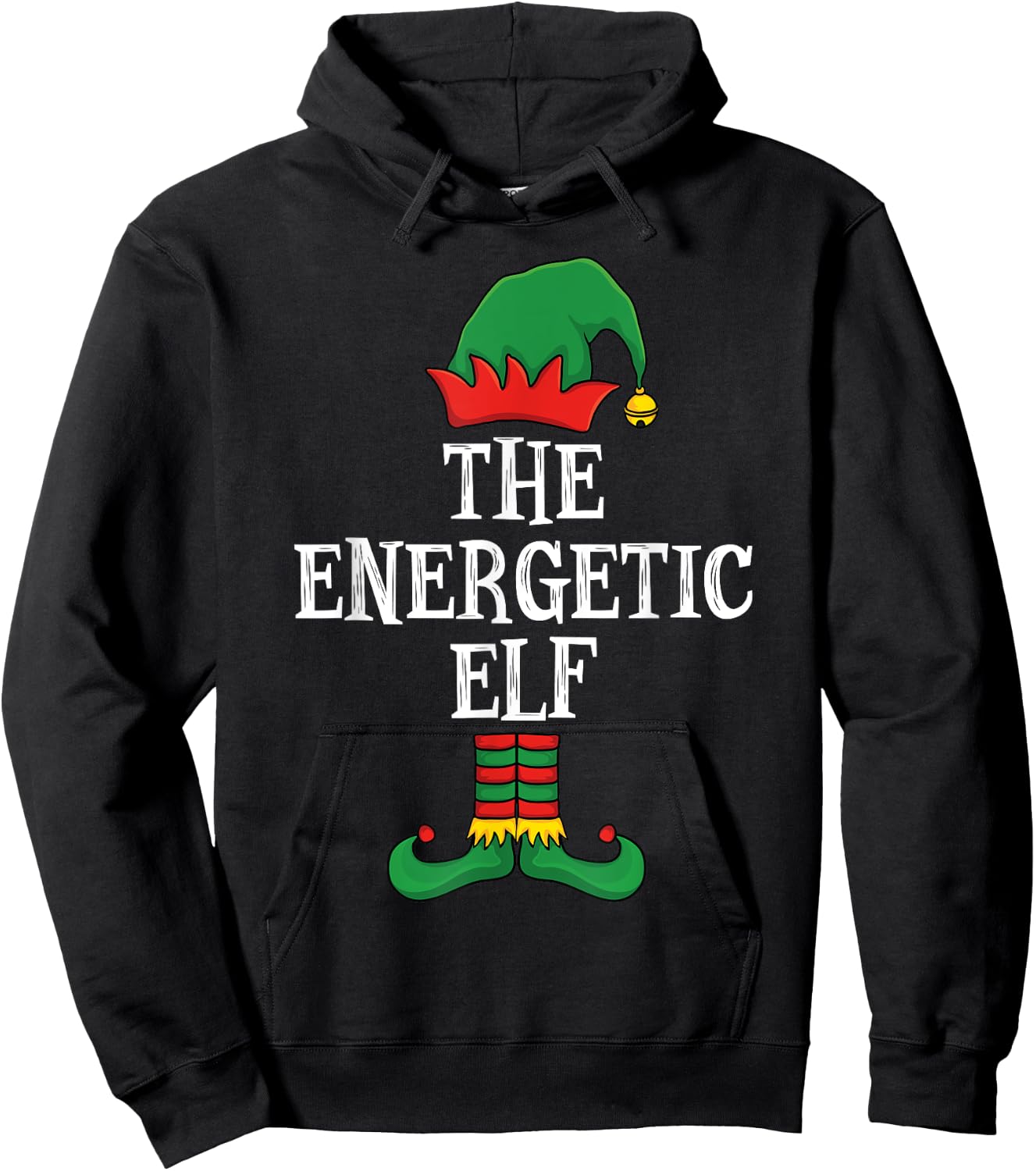 Matching Family Group Funny I'm The Energetic Elf Christmas Hoodie - Hoodie | Black