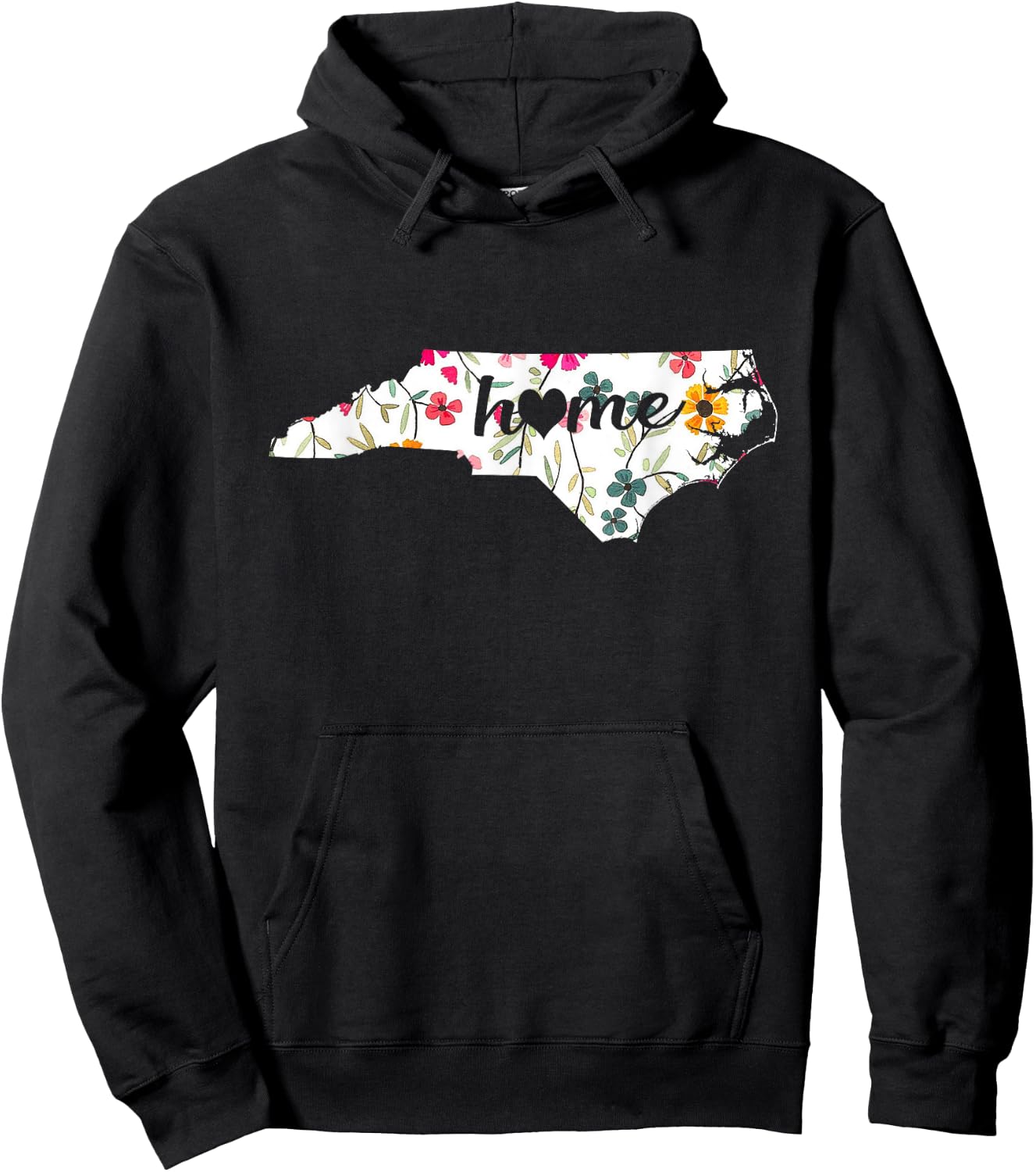 Floral North Carolina Home Hoodie - Hoodie | Black