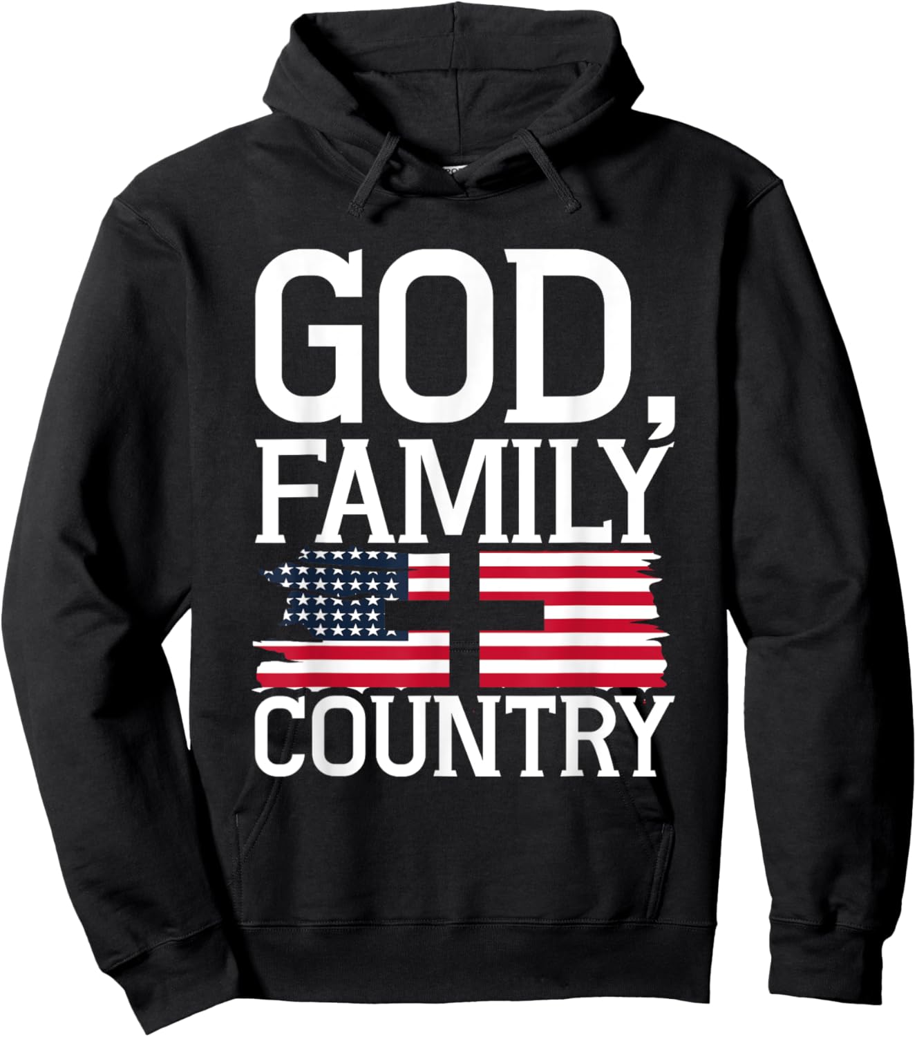 God Family Country US Flag Christian American Prayer Hoodie - Hoodie | Black