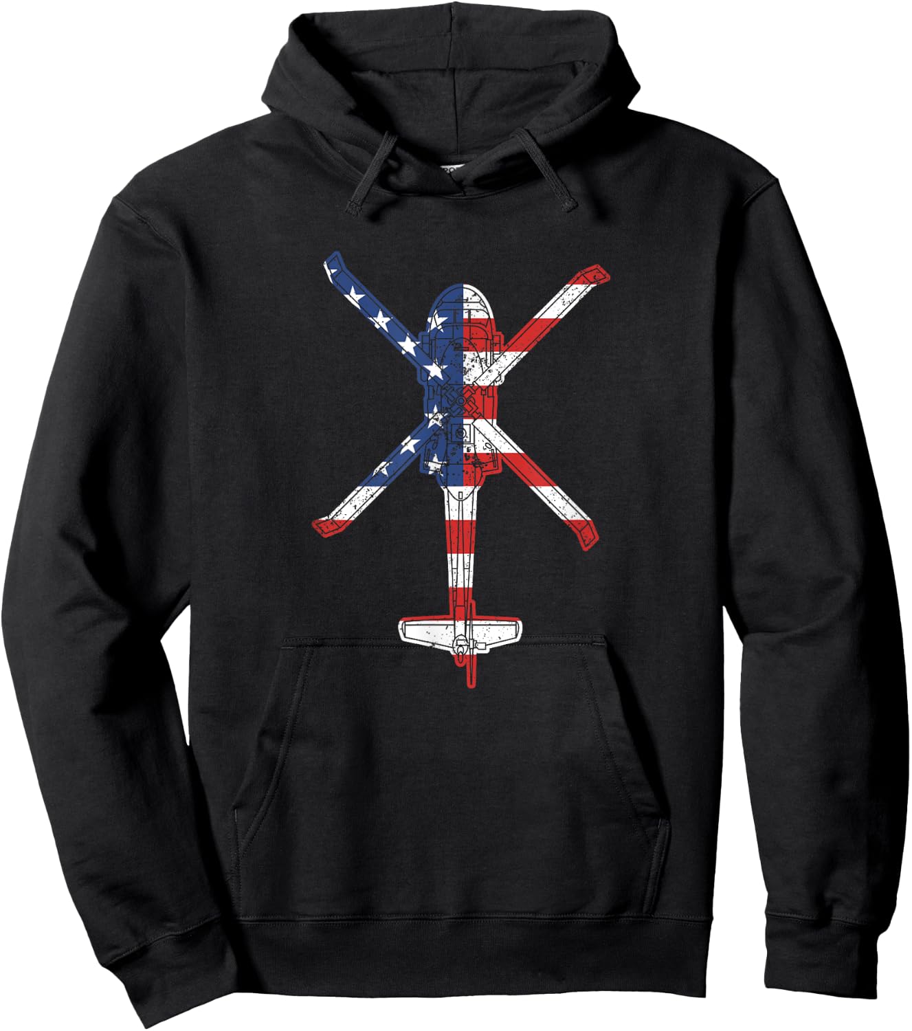 Blackhawk American Flag Military Attack Helicopter UH60 Men Hoodie - Hoodie | Black