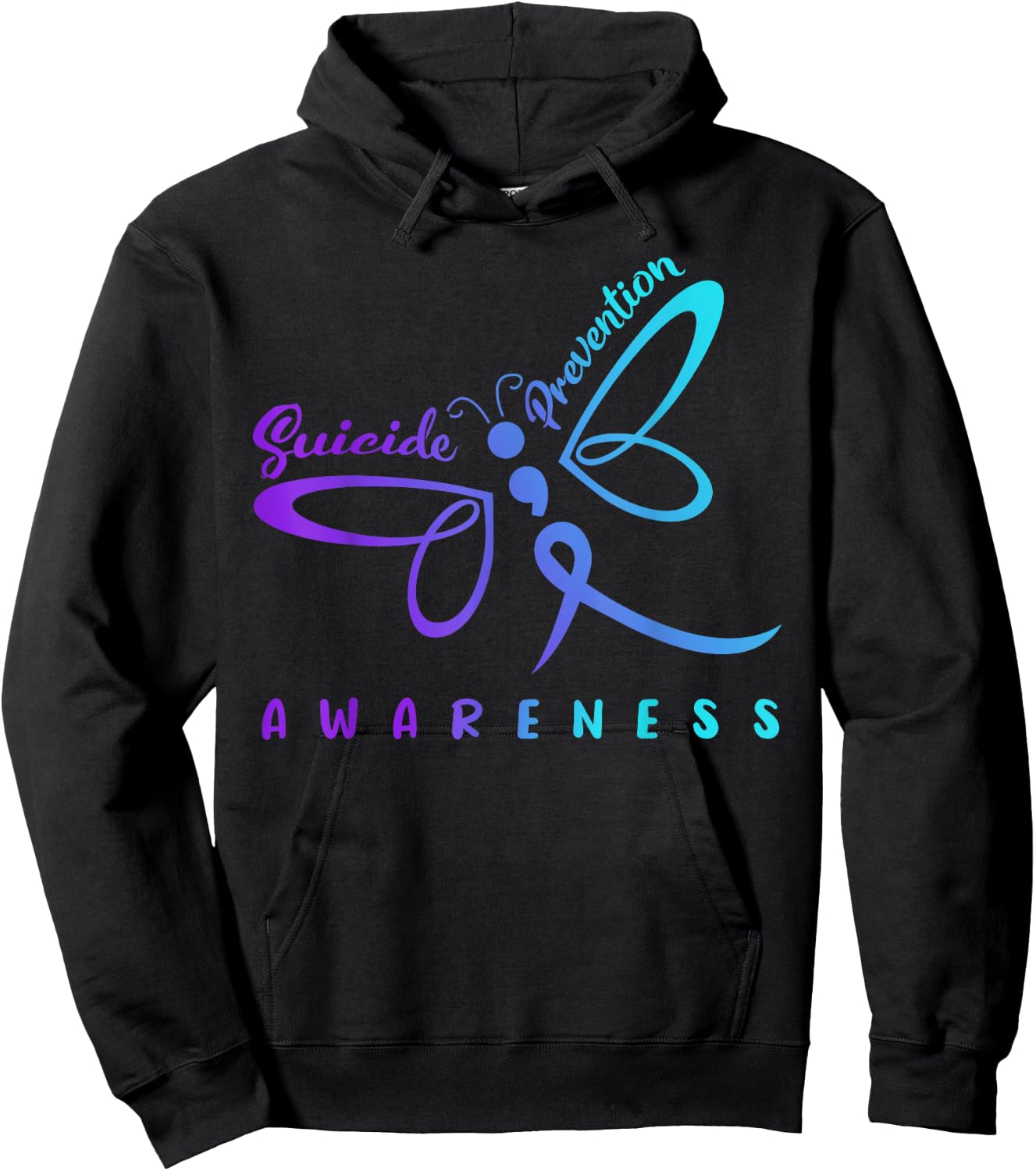 Dragonfly Suicide Prevention Awareness Pink And Teal Ribbon Hoodie - Hoodie | Black