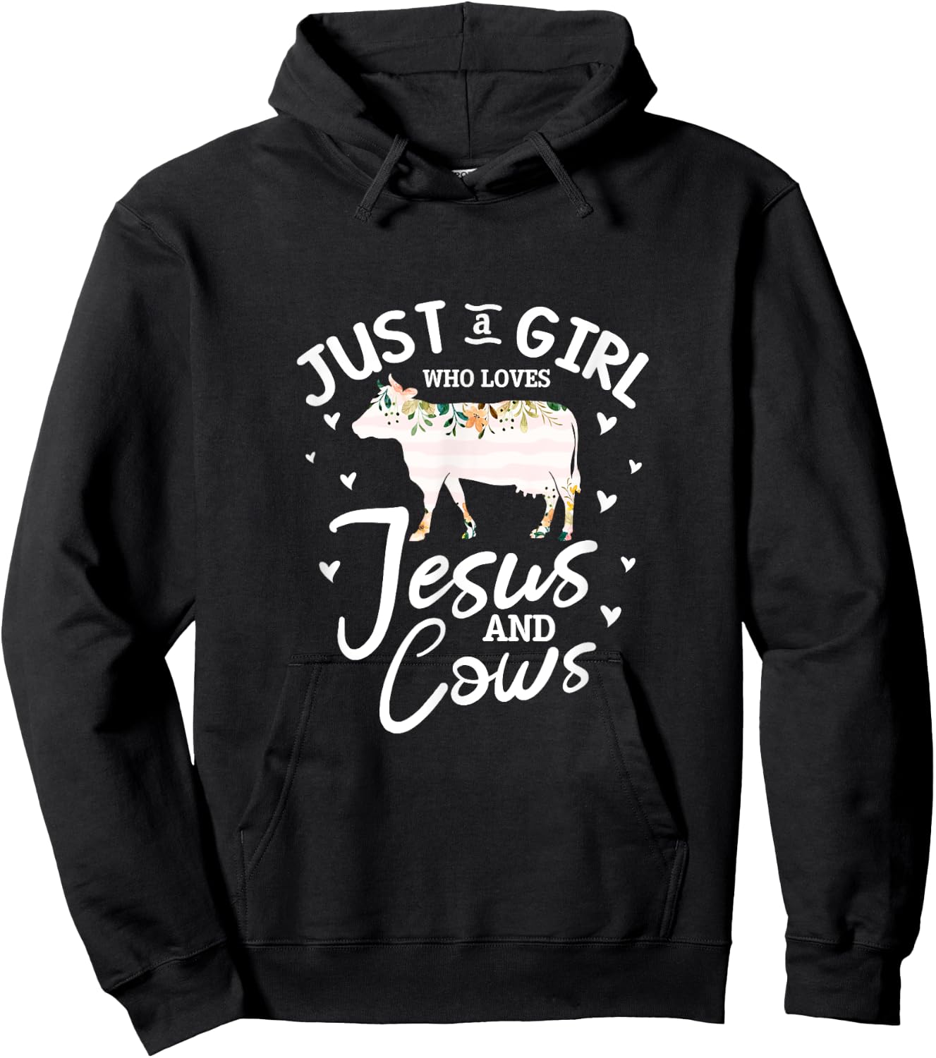 Cow Jesus Christian Just A Girl Who Loves Jesus and Cows Hoodie - Hoodie | Black