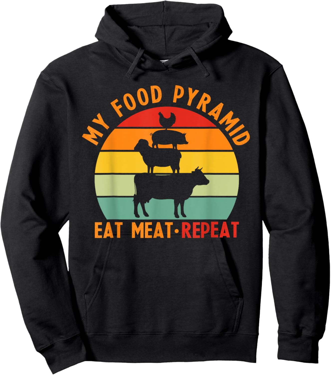 My Pyramid Food Eat Meat Repeat Funny Meat Lovers Hoodie - Hoodie | Black