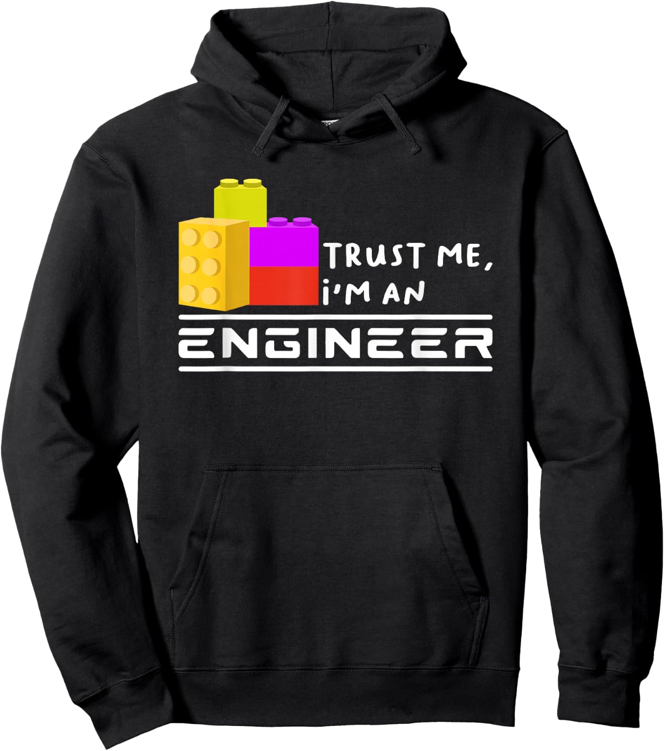 Engineer Kids Children Toy Big Building Blocks Build Builder Hoodie - Hoodie | Black