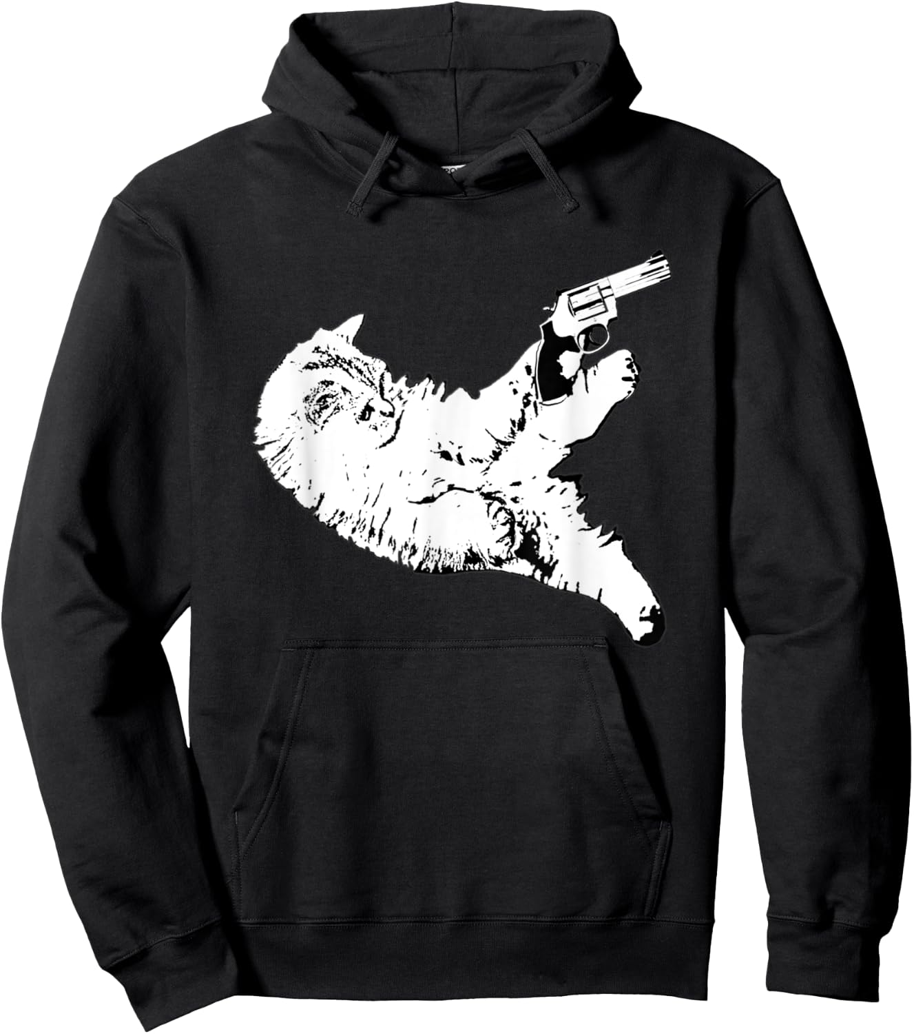 Cat With Gun Funny Kitty Gun Pet Lovers Men Women Hoodie - Hoodie | Black