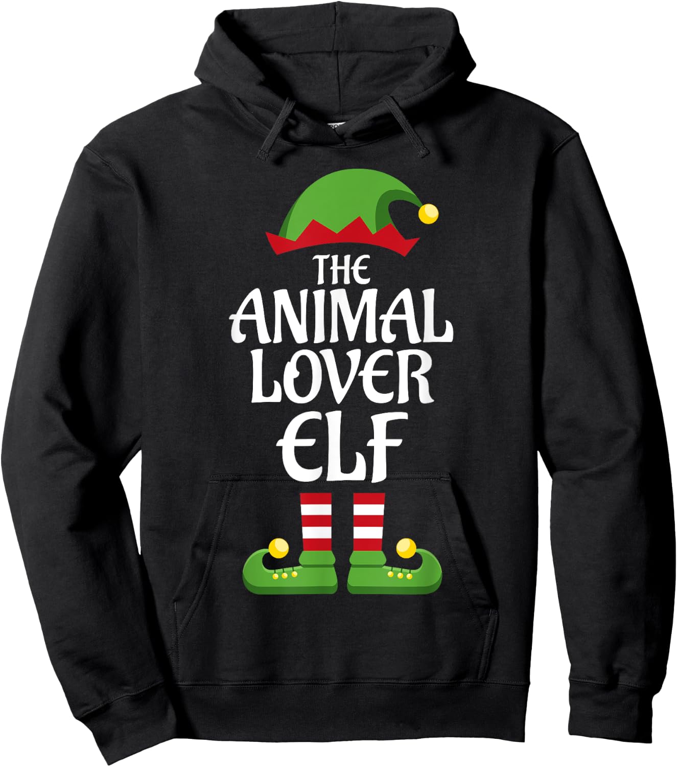 Animal Lover Elf Family Matching Group Christmas Hoodie - Hoodie | Black