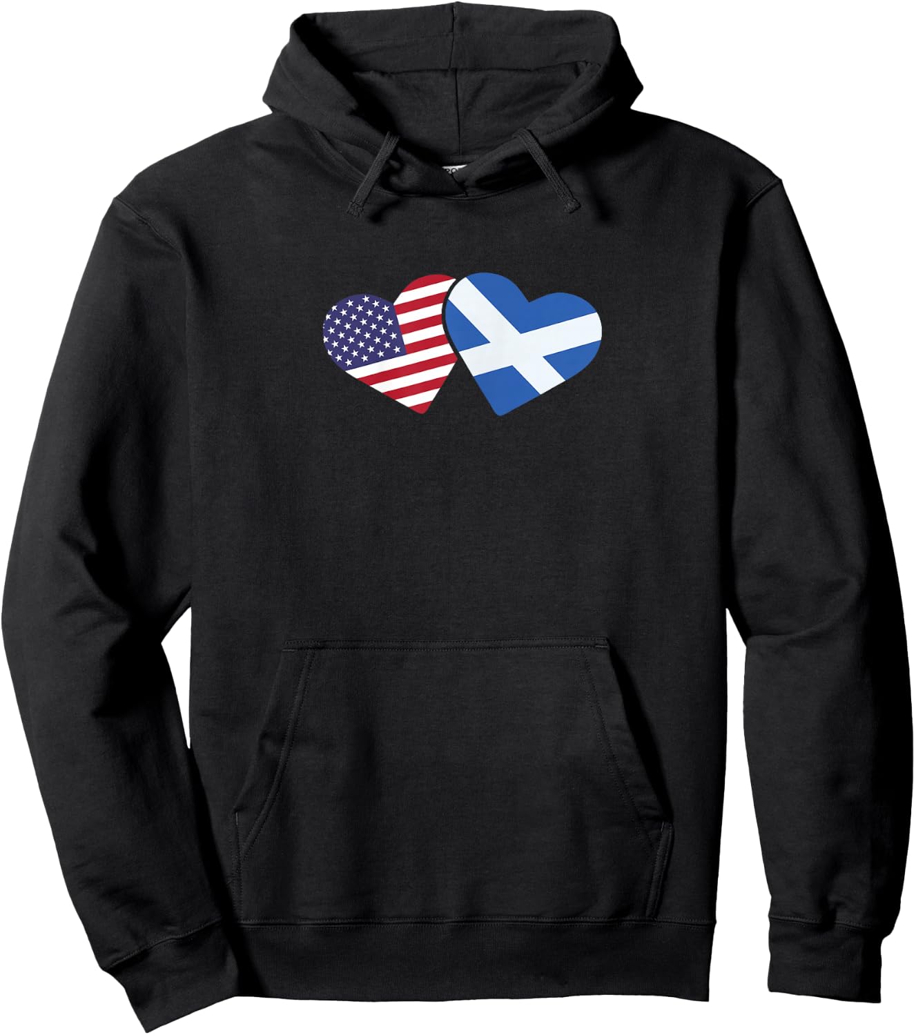 Scotland USA Flag T Shirt Heart Scottish American Love Hoodie - Hoodie | Black