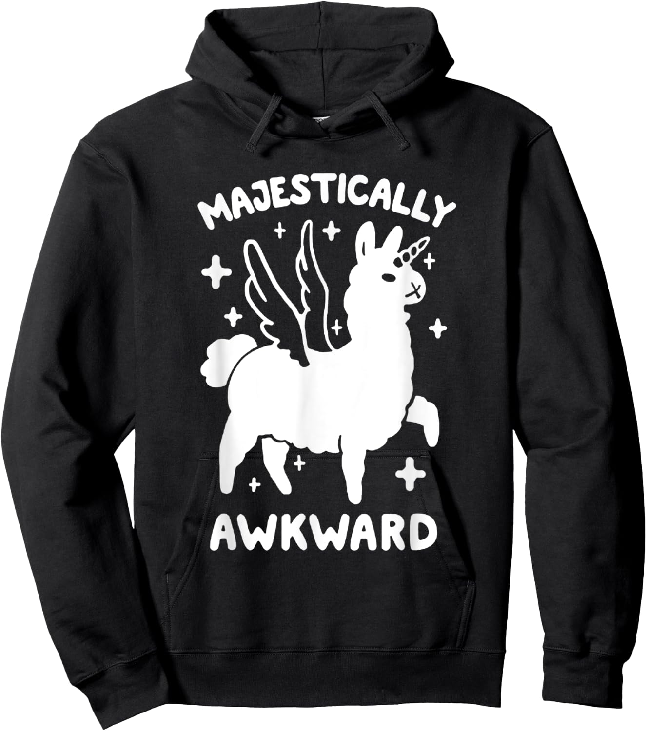 Majestically Awkward Llamacorn Funny Cute Llama Hoodie - Hoodie | Black