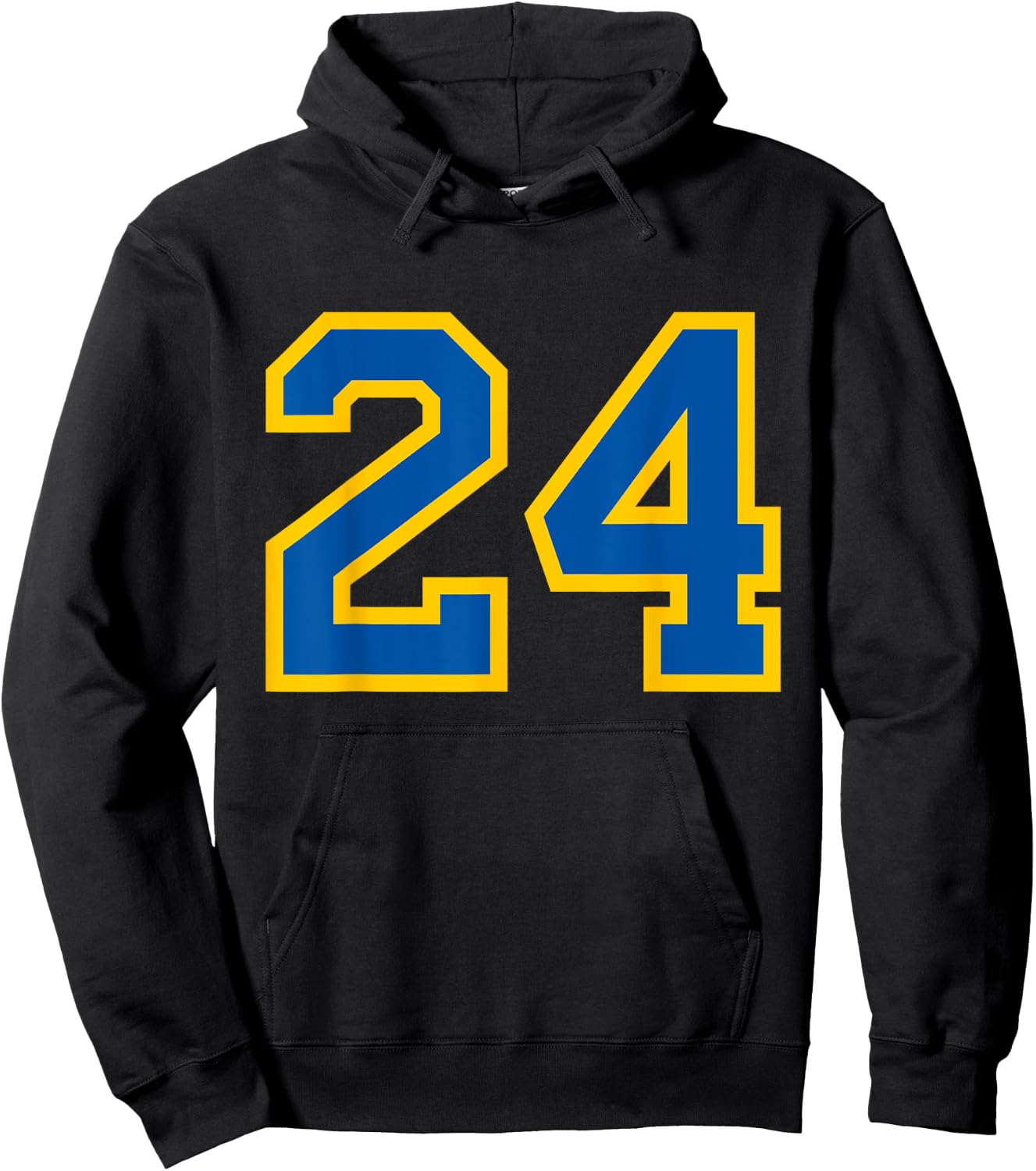 Number #24 Sport Blue Yellow Number Hoodie - Hoodie | Black