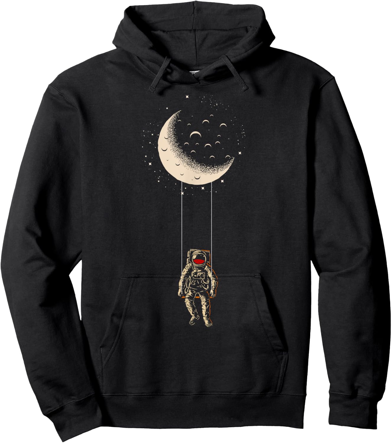 Moon - Astronaut Swing - Space Man - Cosmos - Astonomy Hoodie - Hoodie | Black