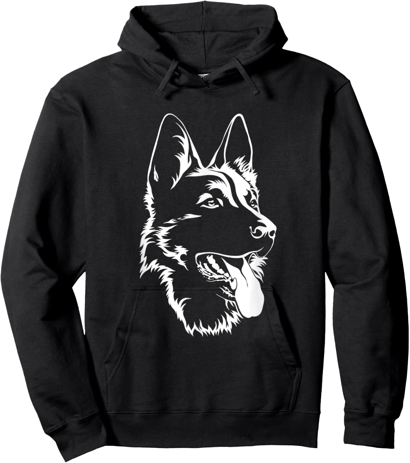 Dog Silhouette Sitting German Shepherd Hoodie - Hoodie | Black