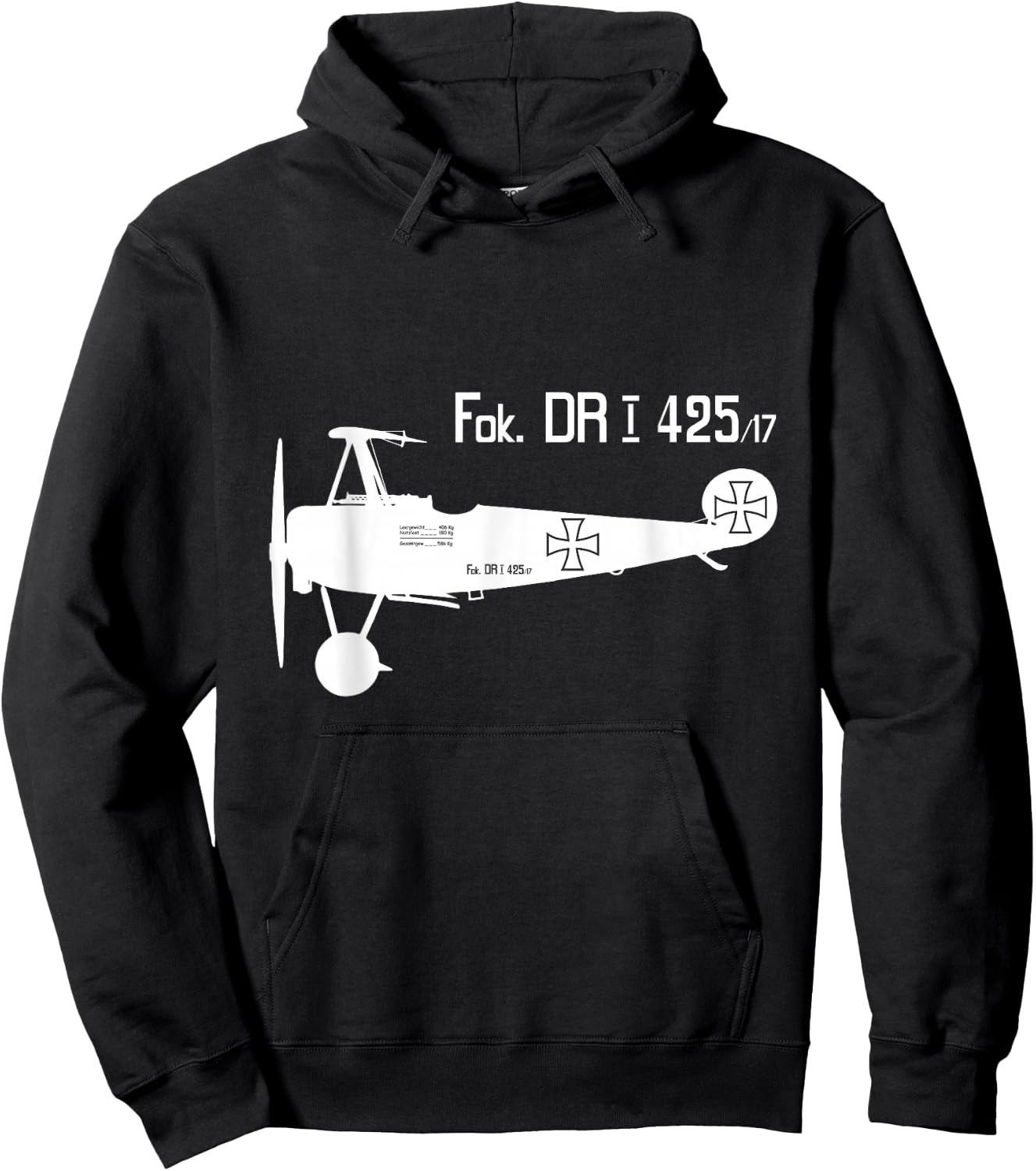 WW1 Military Triplane Aircraft Richthofen Plane Fokker DRI Hoodie - Hoodie | Black