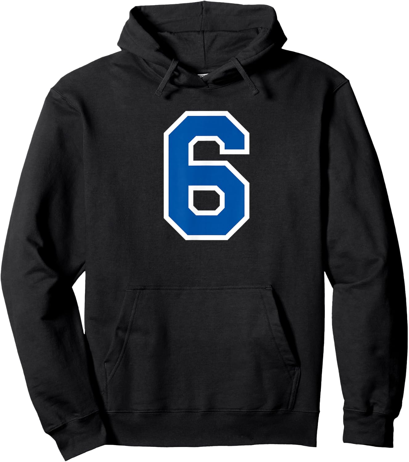 Blue Sports Team Number #6 Hoodie - Hoodie | Black