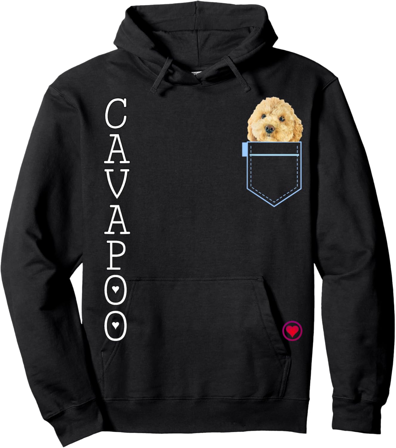 Cavapoo in pocket Puppy Dog Lover Cute Poodle cross gift Women Kids Hoodie - Hoodie | Black