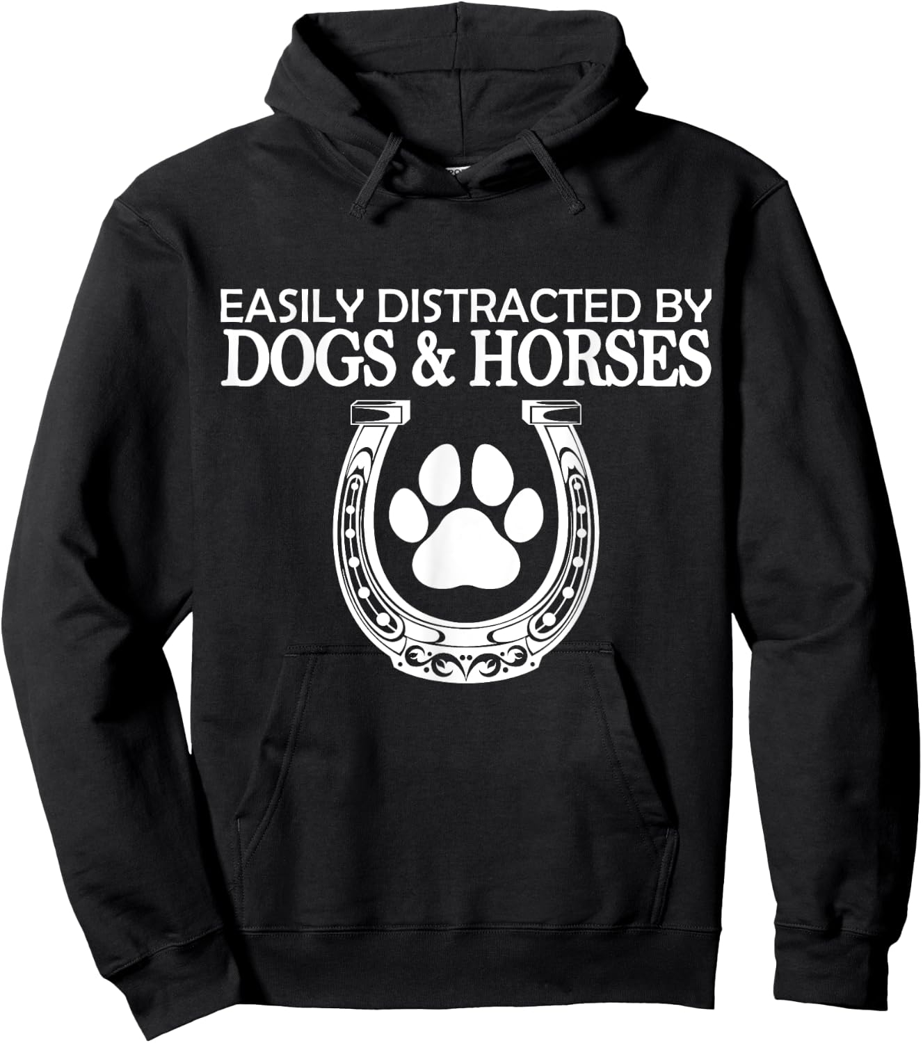 Funny Horse Women Girls Easily Distracted By Dogs And Horses Hoodie - Hoodie | Black
