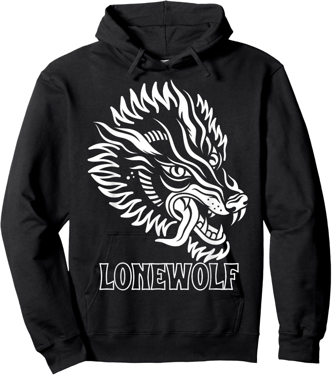 Vintage Wolf Shirt Lonewolf Lone Biker Lowbrow Wolf Hoodie - Hoodie | Black