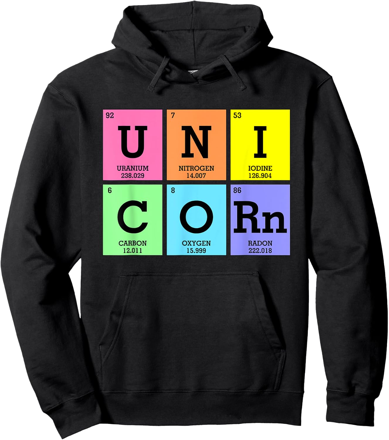 Cute Periodic Table of Elements Unicorn Rainbow Girl Kids Hoodie - Hoodie | Black
