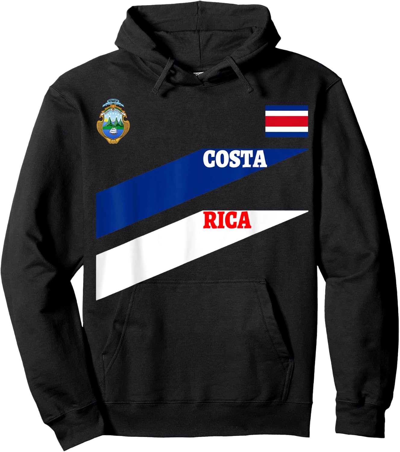Costa Rica Jersey Flag-Soccer-Travel-Football T Shirt Hoodie - Hoodie | Black
