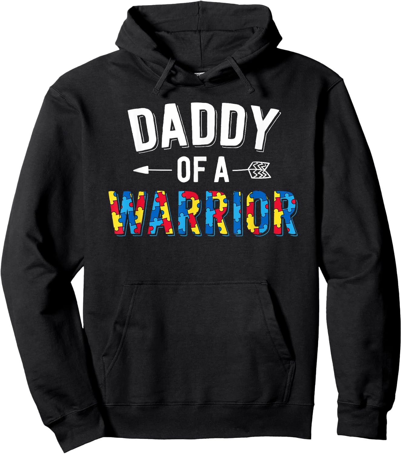 Daddy of a Warrior Family Dad World Autism Awareness Day Hoodie - Hoodie | Black