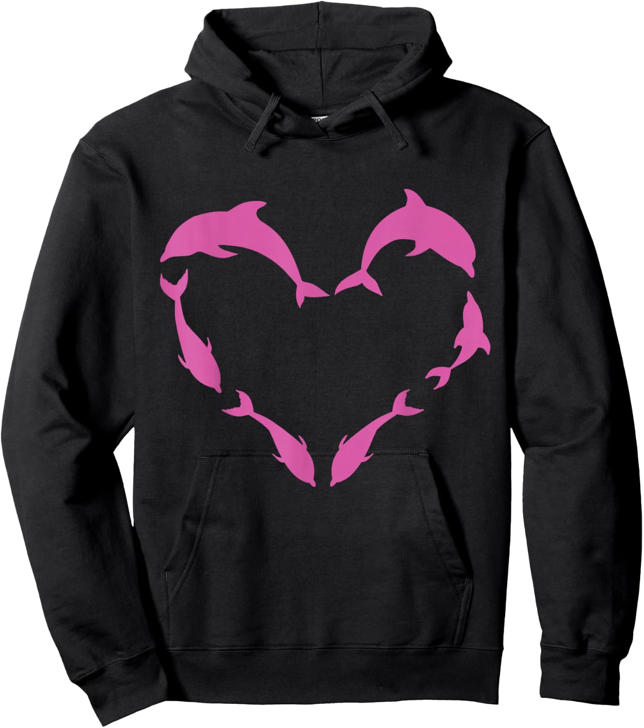 Heart Shaped Pink Dolphins Cute Dolphin Pod Costume Dolphin Hoodie - Hoodie | Black