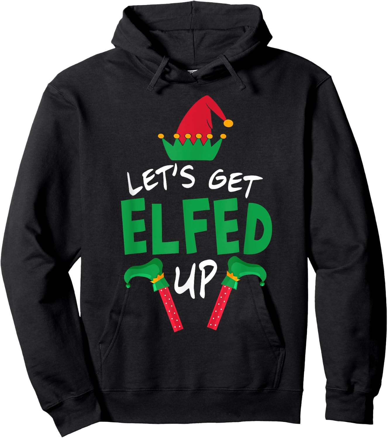 Let's Get Elfed Up Christmas Elf Shoes Hat Family Group Hoodie - Hoodie | Black