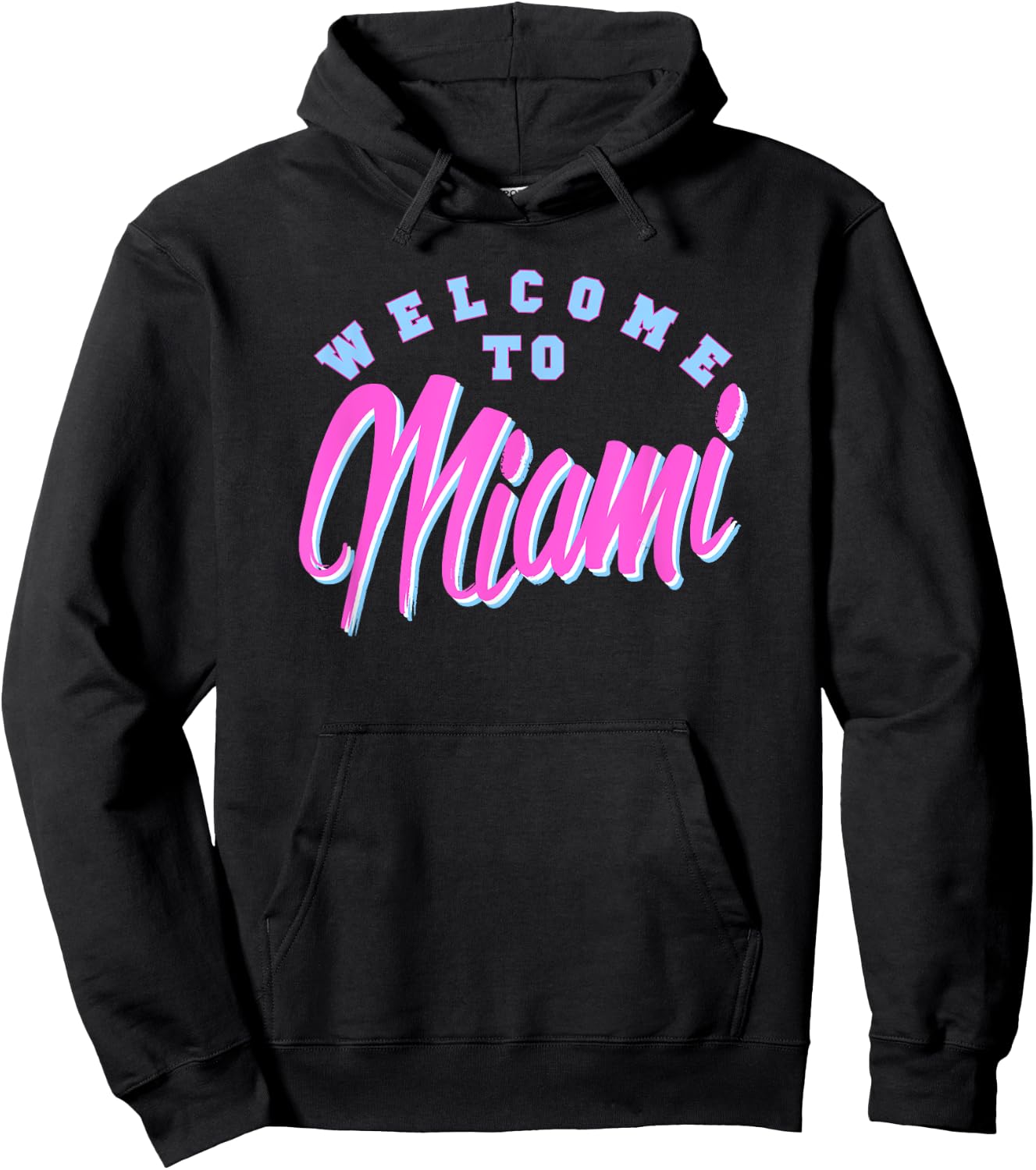 Vintage Welcome To Miami Beach Florida Souvenir Palm Trees- Men Women Girls Kids Hoodie - Hoodie | Black