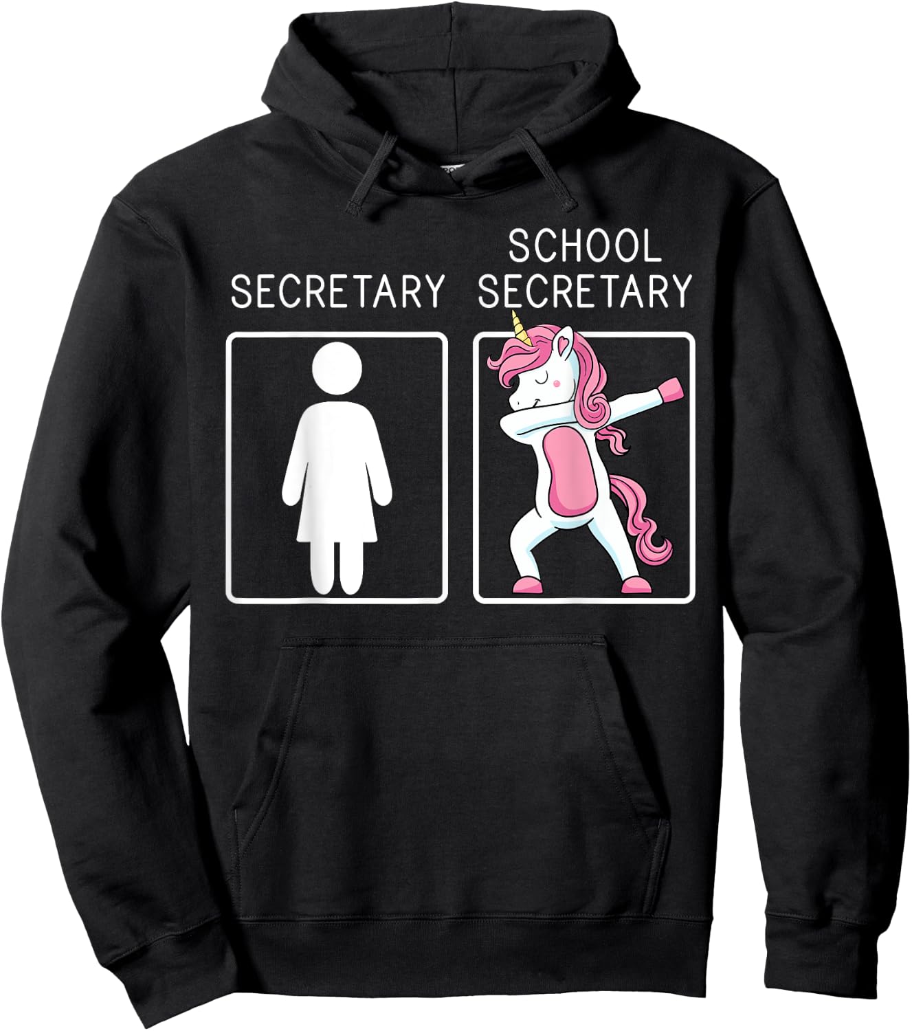 School Secretary Unicorn Dabbing Administrative Assistants Hoodie - Hoodie | Black
