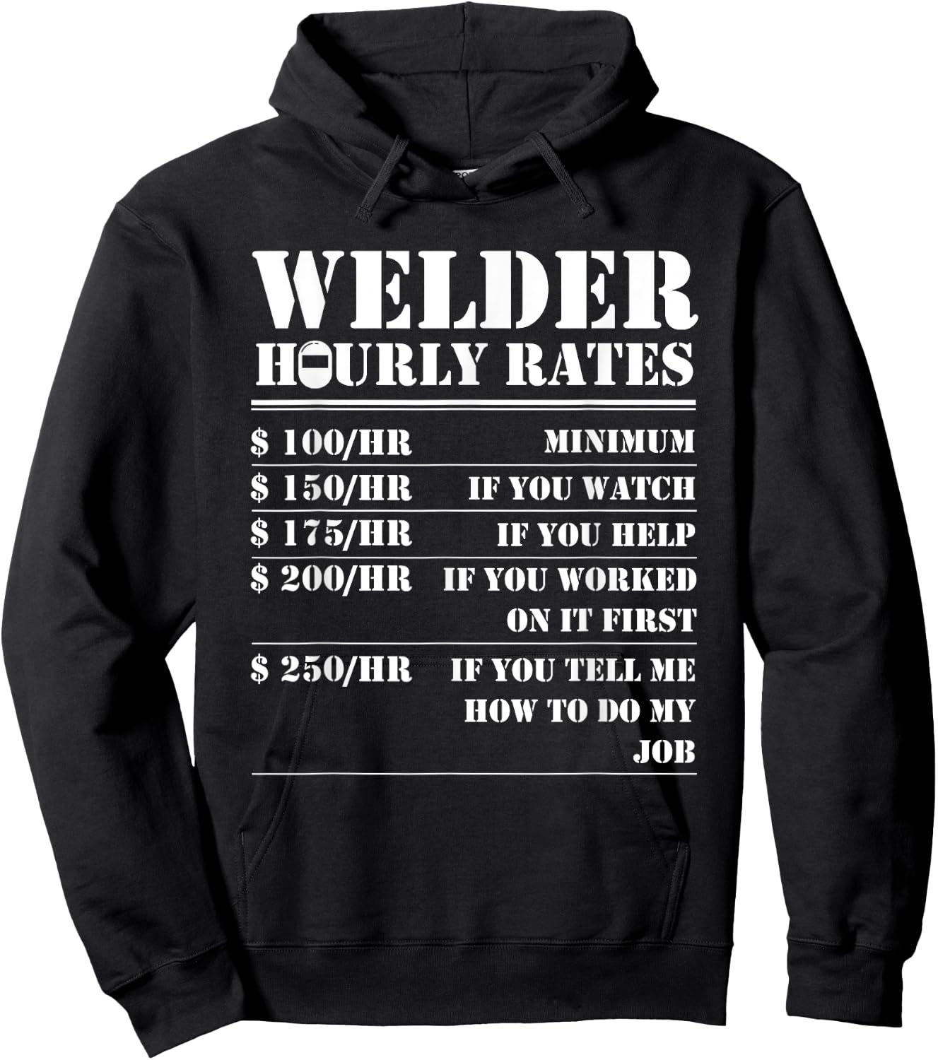 Humor Distressed Pipe Helmet Hot Weld Professional Welder Hourly Rate Funny Welding Worker Men Women Gift Hoodie - Hoodie | Black