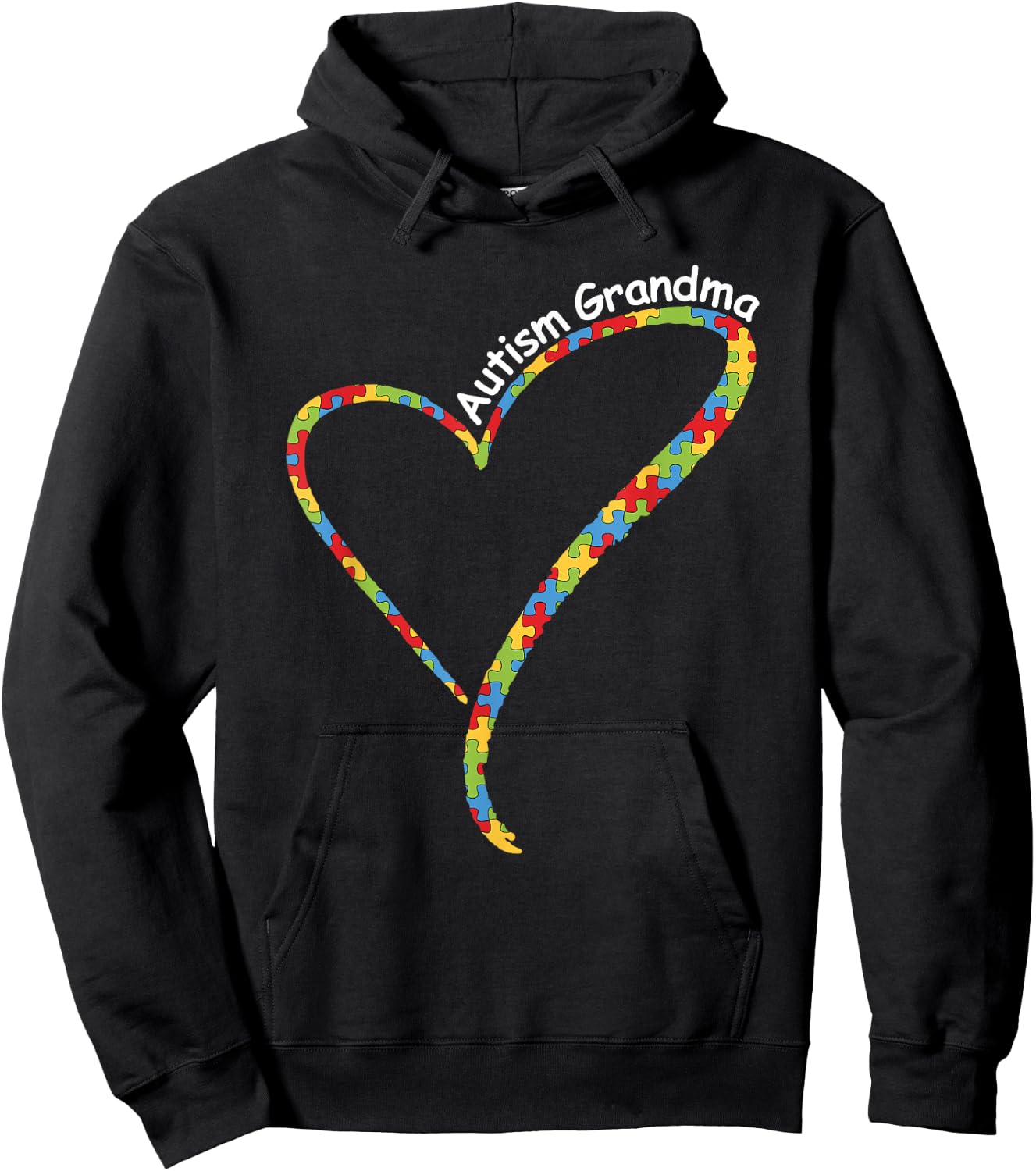 Autism Grandma Autism Awareness Puzzle Piece Heart Hoodie - Hoodie | Black