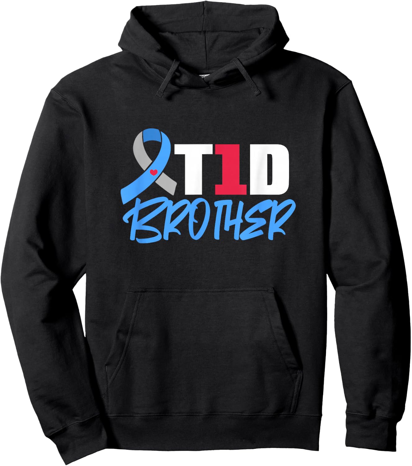 T1D Brother Type 1 Diabetes Awareness Sibling Hoodie - Hoodie | Black
