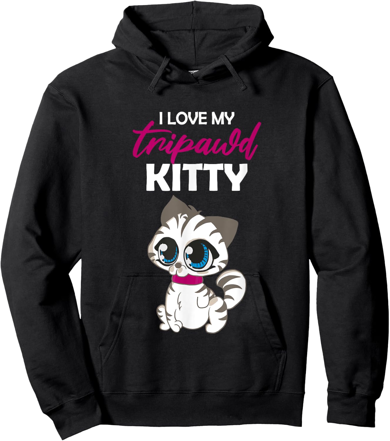 I Love My Tripawd Kitty | Cute Tripod Cat Owner Appreciation Hoodie - Hoodie | Black
