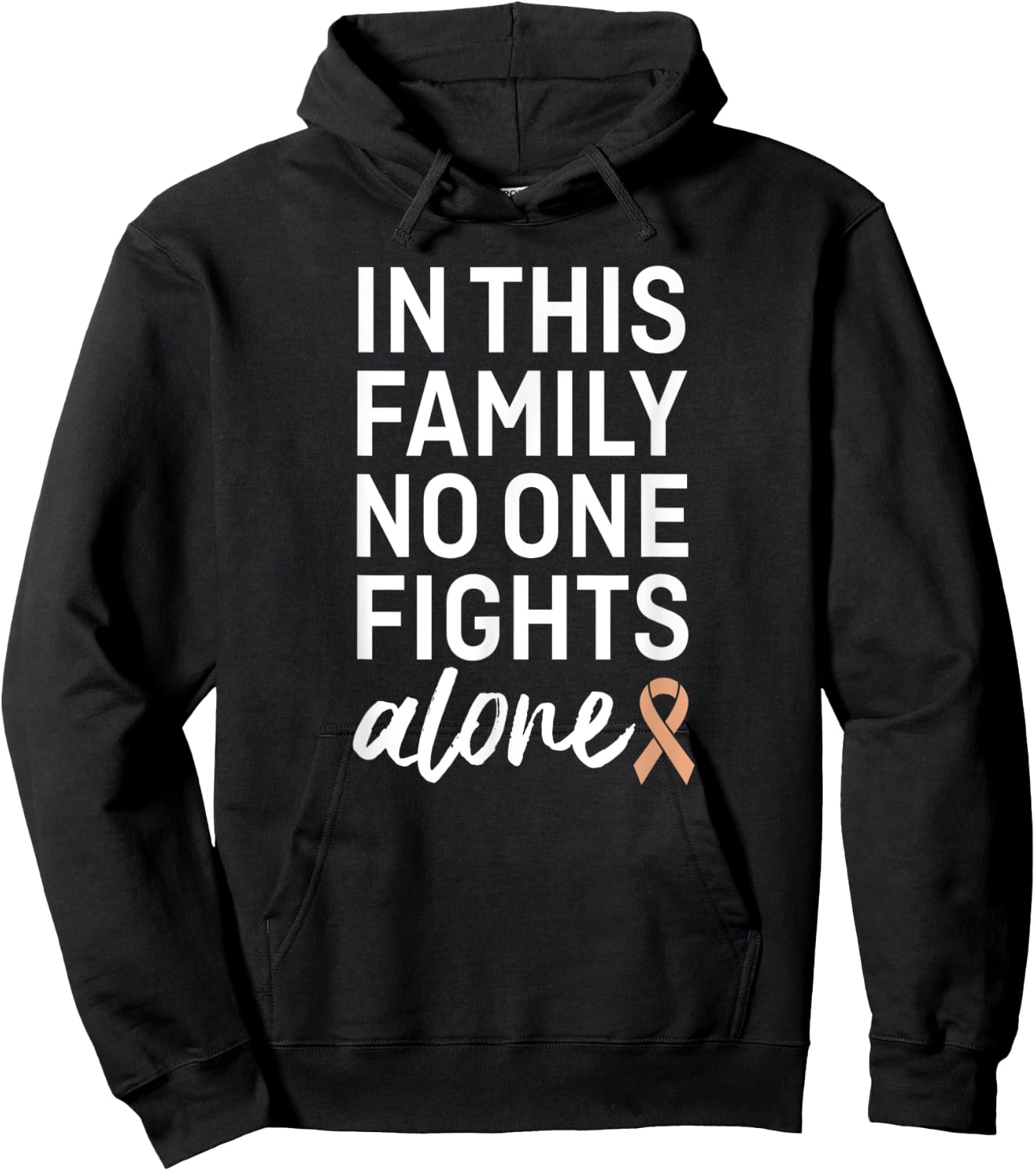 Uterine Cancer Awareness Peach Ribbon Family Support Group Hoodie - Hoodie | Black