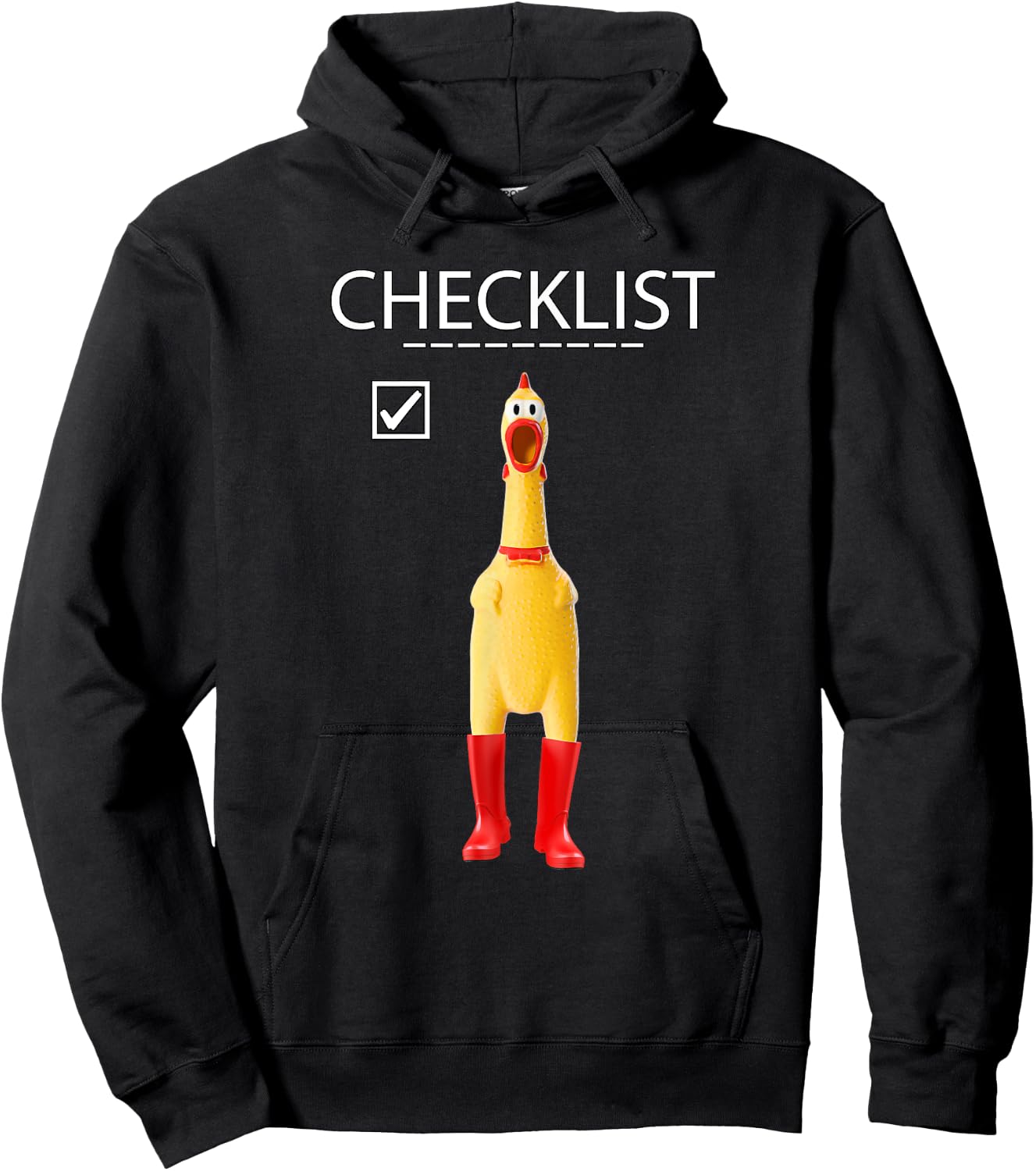 Funny Rubber Chicken Gift Boys Checklist Practical Joke Hoodie - Hoodie | Black