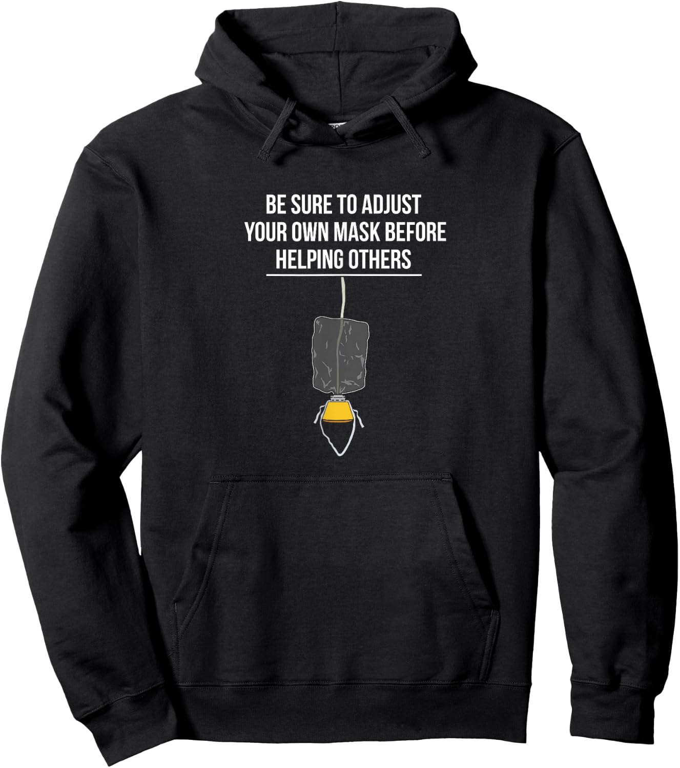 Oxygen Mask Airplane Flight Passenger Airport Pilot Safety Hoodie - Hoodie | Black
