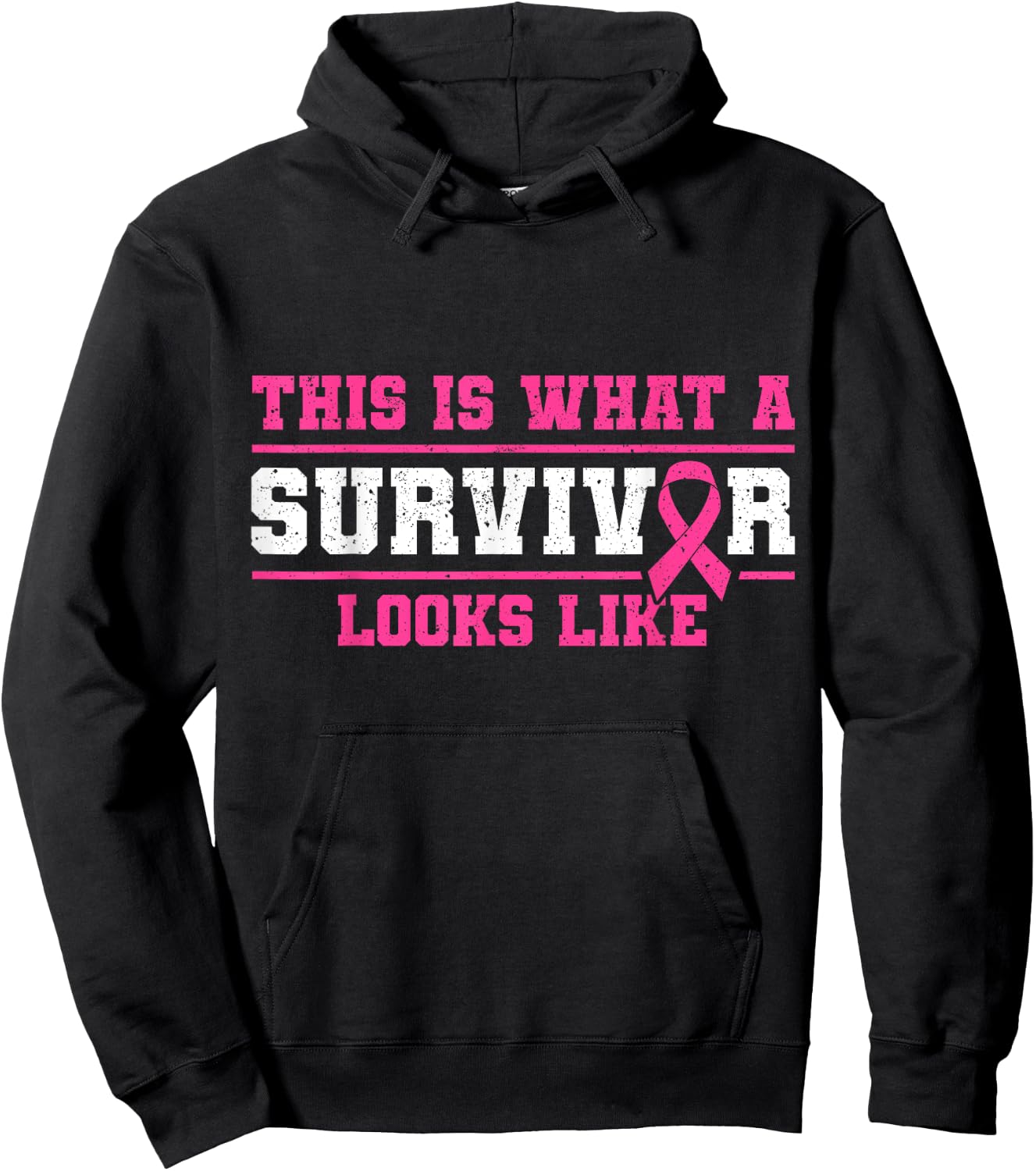 Breast Cancer Awareness Month This Is What Survivor Looks Like Pink Ribbon Hoodie - Hoodie | Black