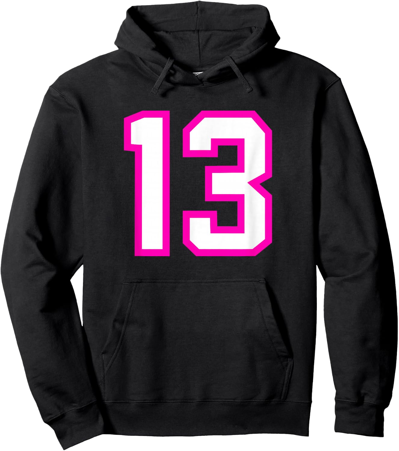 Number #13 Sport Pink White Varsity Number Hoodie - Hoodie | Black