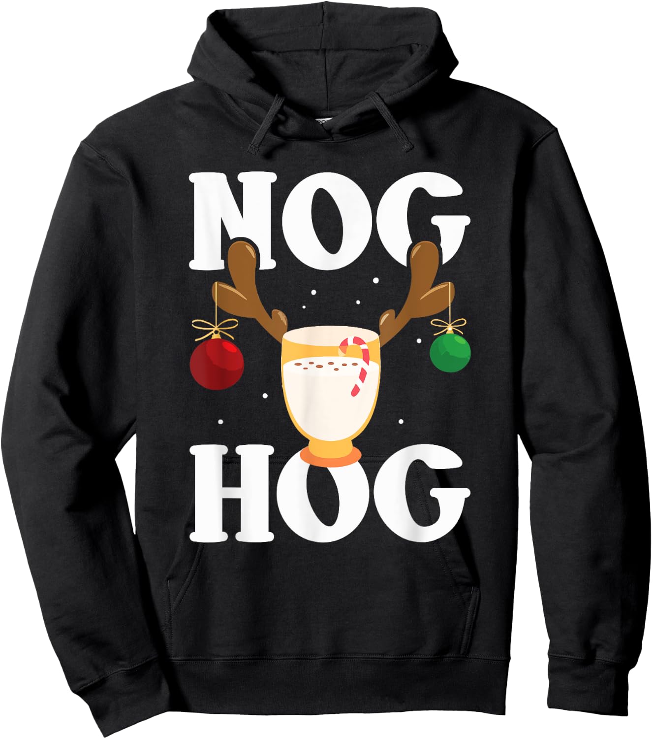 Nog Hog - National Eggnog Day - Egg Nog Christmas Holiday Hoodie - Hoodie | Black