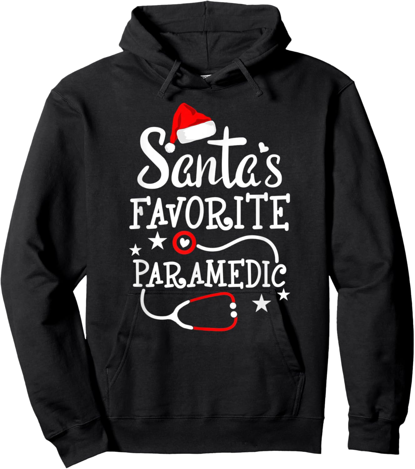 Santa's Favorite Paramedic Christmas Medical Technician EMT Hoodie - Hoodie | Black